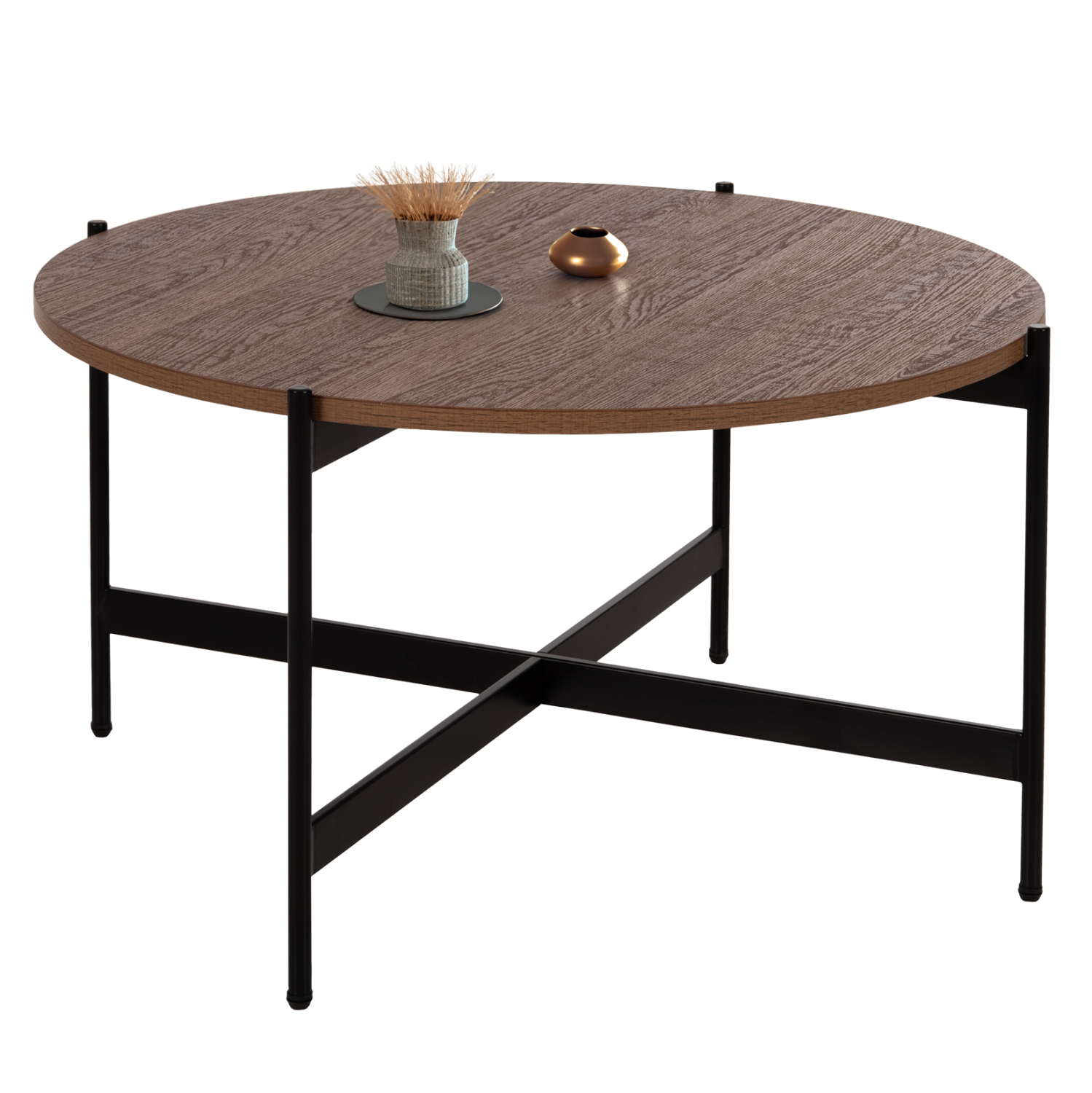 ΤΡΑΠΕΖΙ ΣΑΛΟΝΙΟΥ HM9588.04 MDF ΚΑΡΥΔΙ-ΜΑΥΡΗ ΜΕΤΑΛΛΙΚΗ ΒΑΣΗ Φ80x45Υεκ. 1