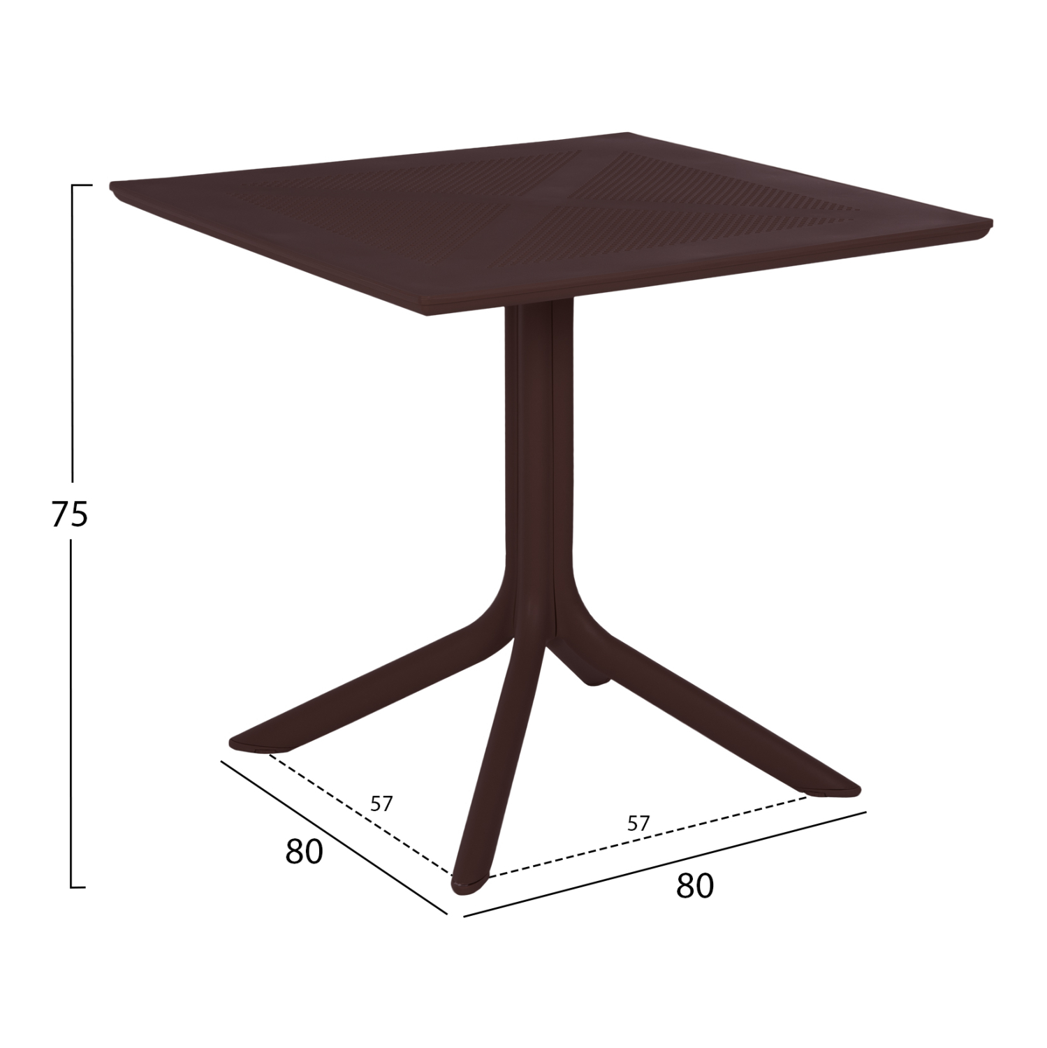ΤΡΑΠΕΖΙ ΠΟΛΥΠΡΟΠΥΛΕΝΙΟΥ ΤΕΤΡΑΓΩΝΟ LUNAR HM5930.13 ΚΑΦΕ 80x80x75Yεκ. 2