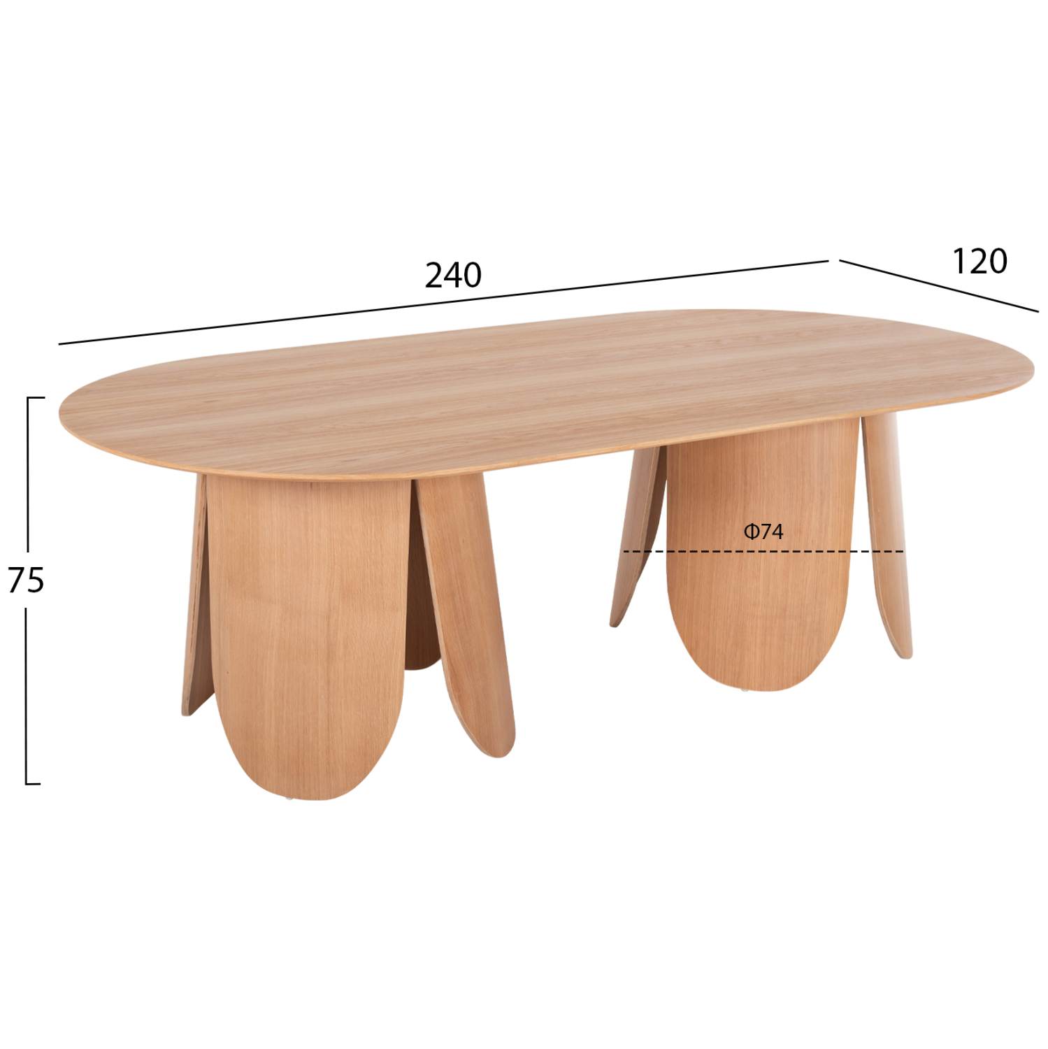 ΤΡΑΠΕΖΙ ΟΒΑΛ DENTY HM9611.01 MDF ΜΕ ΚΑΠΛΑΜΑ ΔΡΥΟΣ-ΦΥΣΙΚΟ ΟΑΚ 240x120x75Υεκ. 2