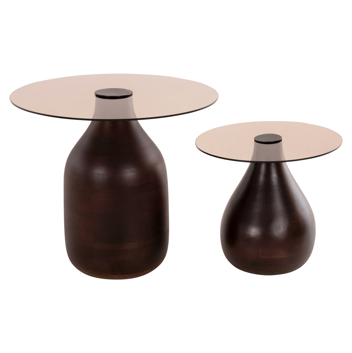 ΒΟΗΘΗΤΙΚΑ ΤΡΑΠΕΖΑΚΙΑ 2ΤΜΧ CHANG HM9668 ΞΥΛΟ MANGO-ΓΥΑΛΙ TOP Φ55x49,5Υ &amp; Φ40x36,5Υεκ. 1