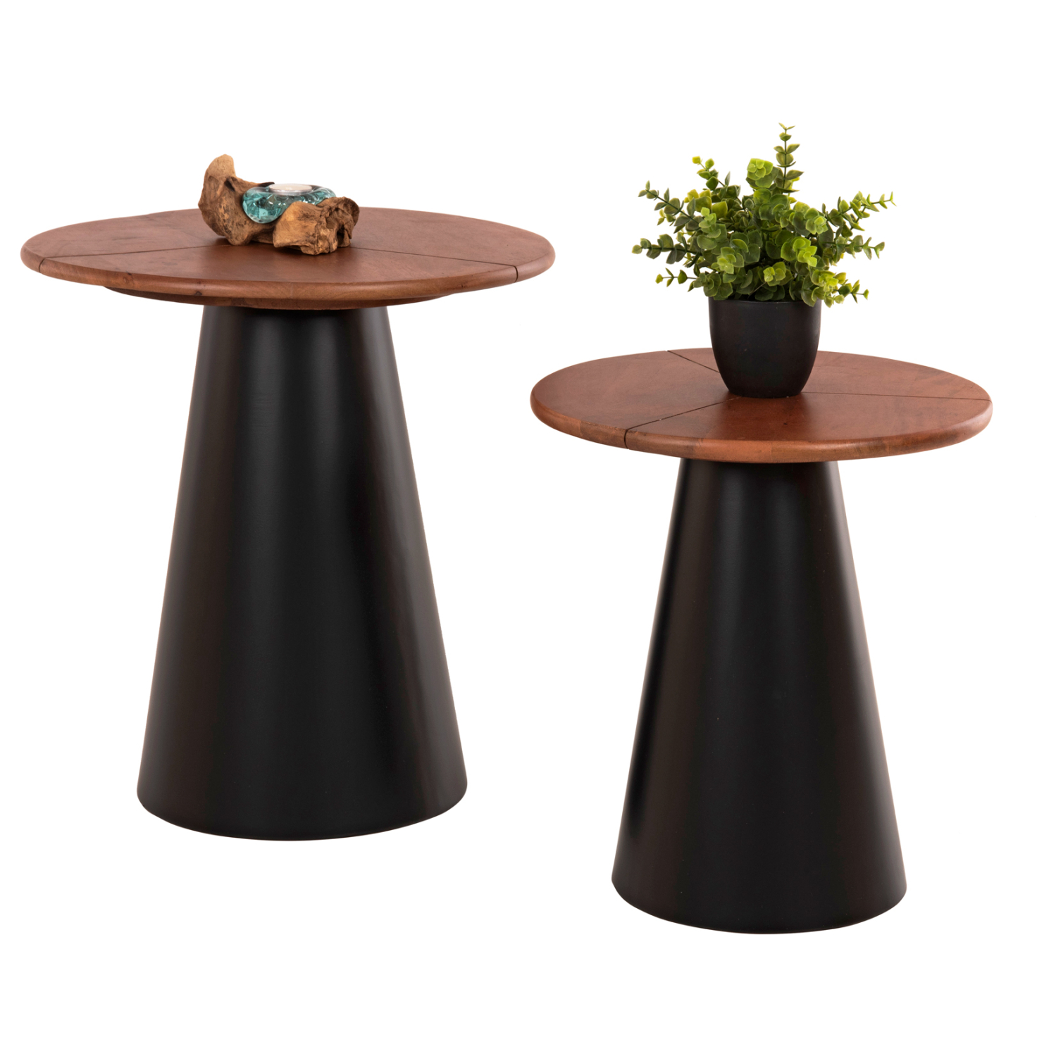 ΒΟΗΘΗΤΙΚΑ ΤΡΑΠΕΖΑΚΙΑ 2ΤΜΧ SUNNI HM9669 ΜΕΤΑΛΛΟ ΜΑΥΡΟ-MANGO TOP Φ48,5 &amp; Φ39,5 εκ. 1