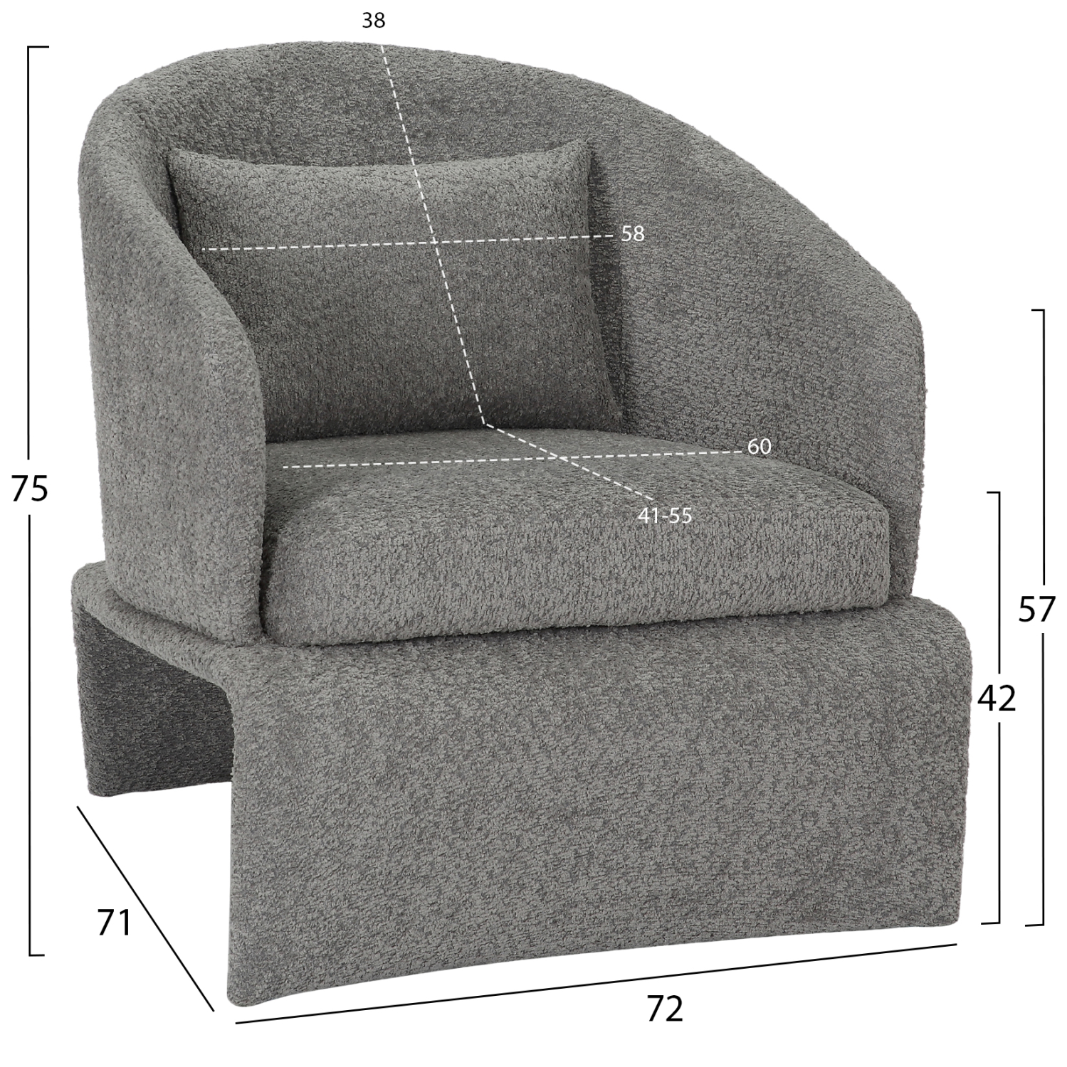 ΠΟΛΥΘΡΟΝΑ BEVY HM9677.01 ΓΚΡΙ ΜΠΟΥΚΛΕ ΥΦΑΣΜΑ-ΜΕΤΑΛΛΙΚΟΣ ΣΚΕΛΕΤΟΣ 72x71x75Υεκ. 2