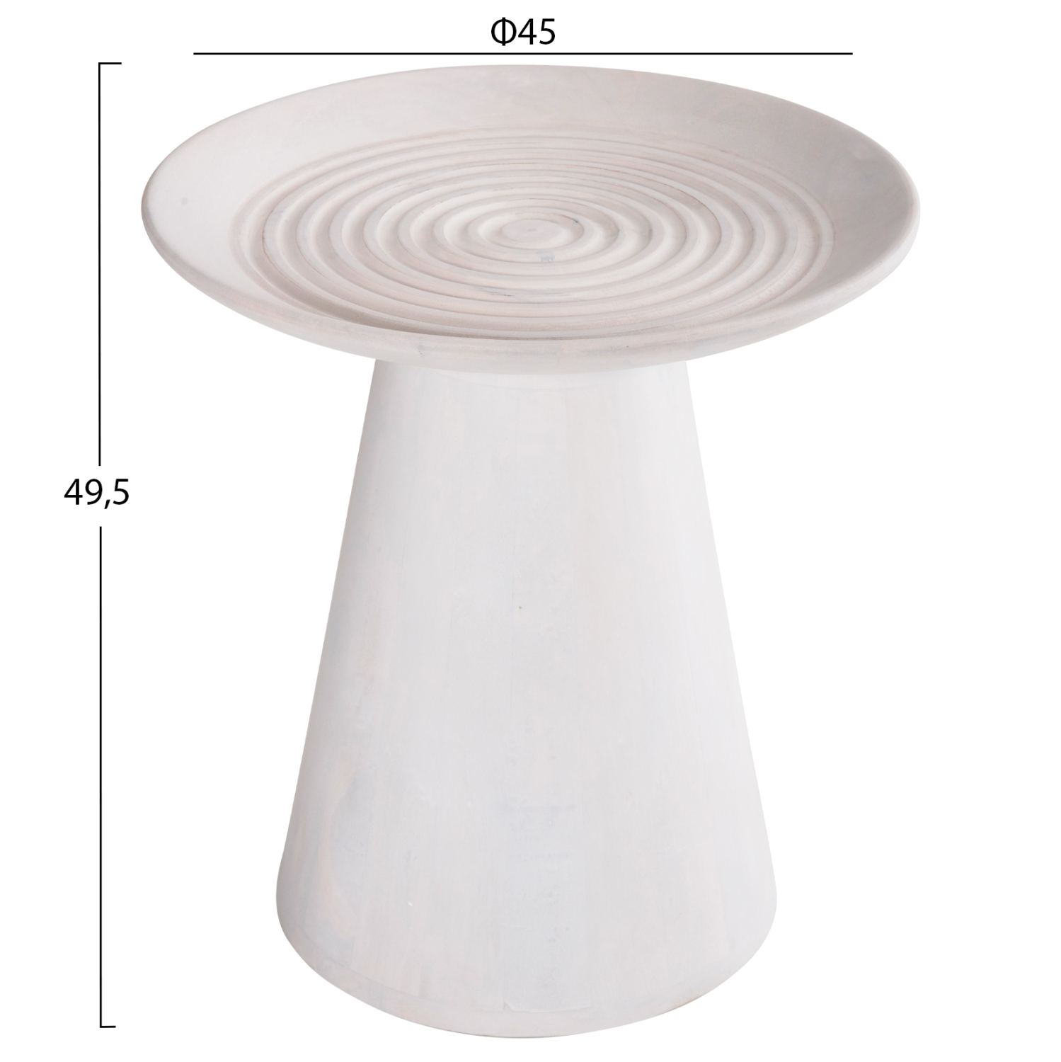 ΒΟΗΘΗΤΙΚΟ ΤΡΑΠΕΖΙ ΣΤΡΟΓΓΥΛΟ ROSS HM9708 ΜΑΣΙΦ ΞΥΛΟ MANGO ΣΕ ΛΕΥΚΟ Φ45x48Υεκ. 2