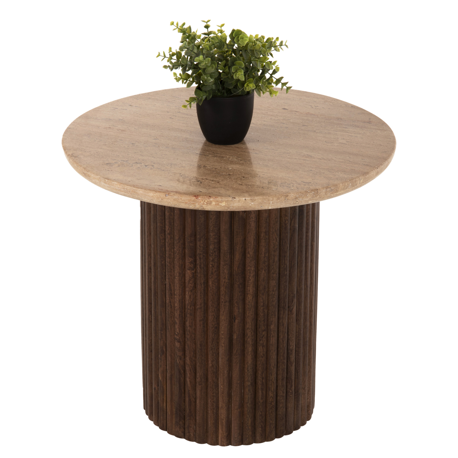 ΤΡΑΠΕΖΙ ΣΑΛΟΝΙΟΥ ΣΤΡΟΓΓΥΛΟ GLADYS HM9714 ΜΑΣΙΦ MANGO-ΤΡΑΒΕΡΤΙΝΑ Φ55x50Υεκ. 1