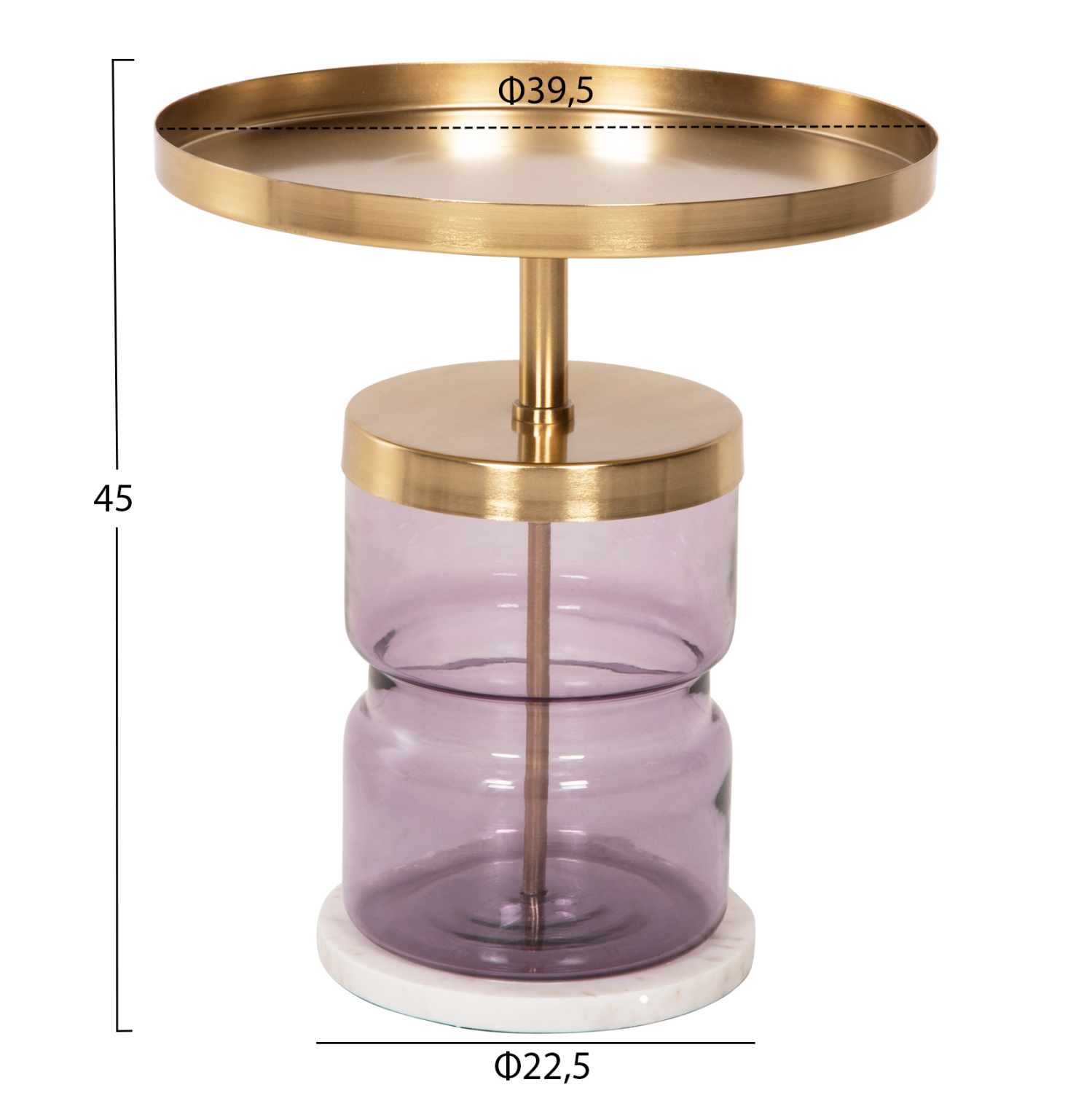 ΒΟΗΘΗΤΙΚΟ ΤΡΑΠΕΖΑΚΙ HAILEY HM9729 ΜΩΒ ΓΥΑΛΙ-ΧΡΥΣΟ ΜΕΤΑΛΛΟ Φ39,5x45Υεκ 2