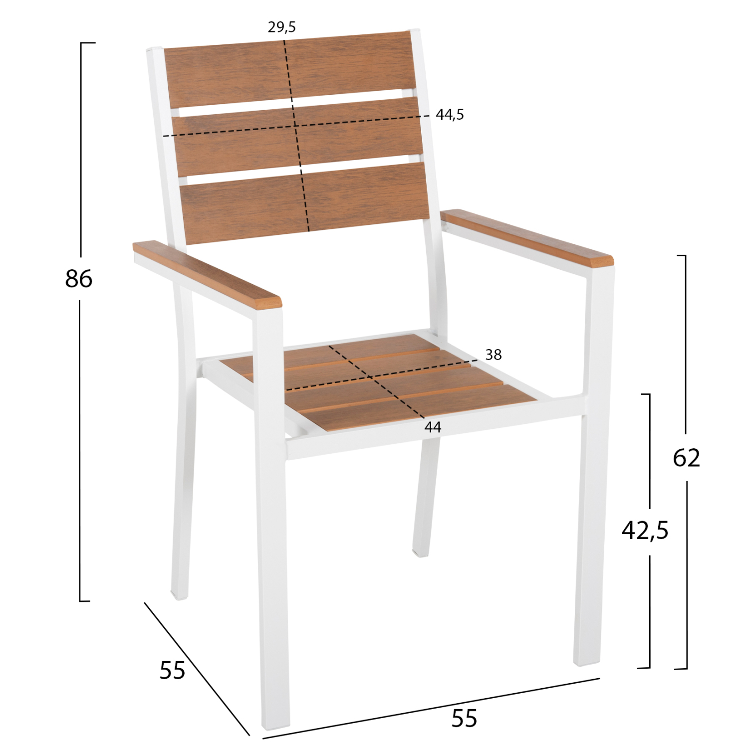 ΠΟΛΥΘΡΟΝΑ ΑΛΟΥΜΙΝΙΟΥ SAGA HM5981.01 ΛΕΥΚΗ-POLYWOOD ΣΕ ΦΥΣΙΚΟ 55x55x86Υεκ. 2