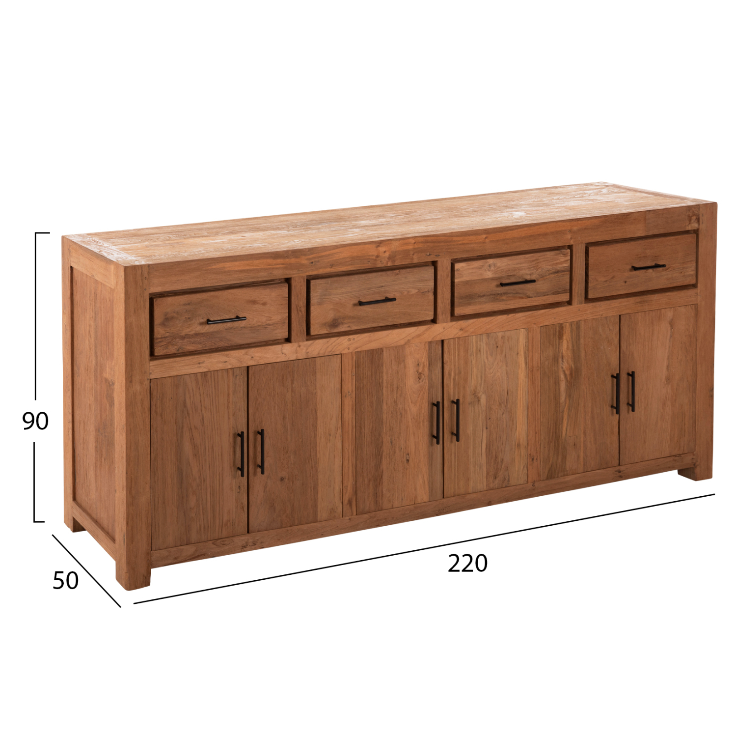 ΜΠΟΥΦΕΣ GRAYSON HM9802 ΑΝΑΚΥΚΛΩΜΕΝΟ ΞΥΛΟ TEAK ΣΕ ΦΥΣΙΚΟ 220x50x90Υεκ. 2