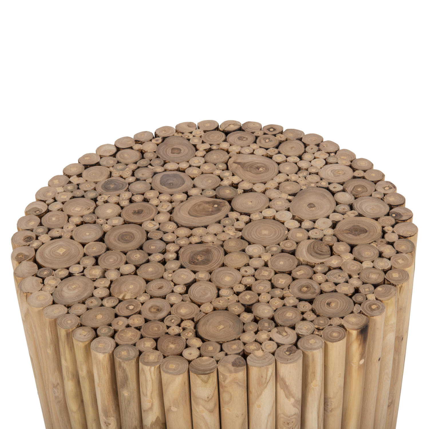 ΤΡΑΠΕΖΙ ΣΑΛΟΝΙΟΥ ΣΤΡΟΓΓΥΛΟ COOTER HM9864 ΚΛΑΔΙΑ TEAK-ΦΥΣΙΚΟ Φ60,5x46Υεκ. 5