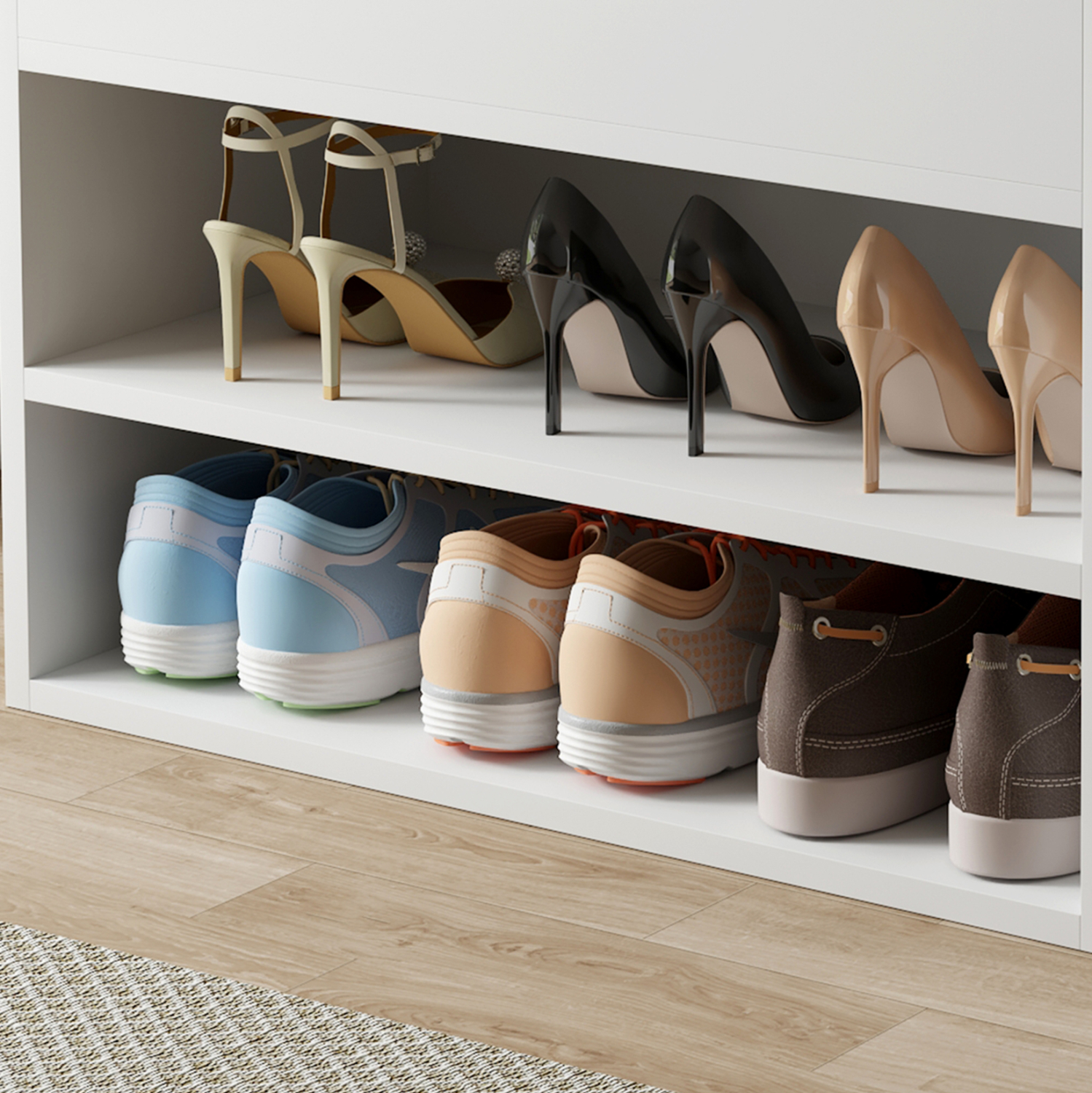 ΠΑΠΟΥΤΣΟΘΗΚΗ ΜΕ ΚΑΘΙΣΜΑ ROMIR HM2477.03 ΜΕΛΑΜΙΝΗ ΣΕ ΛΕΥΚΟ-ΚΑΘΙΣΜΑ ΛΕΥΚΟ 60x30x44Υ 7