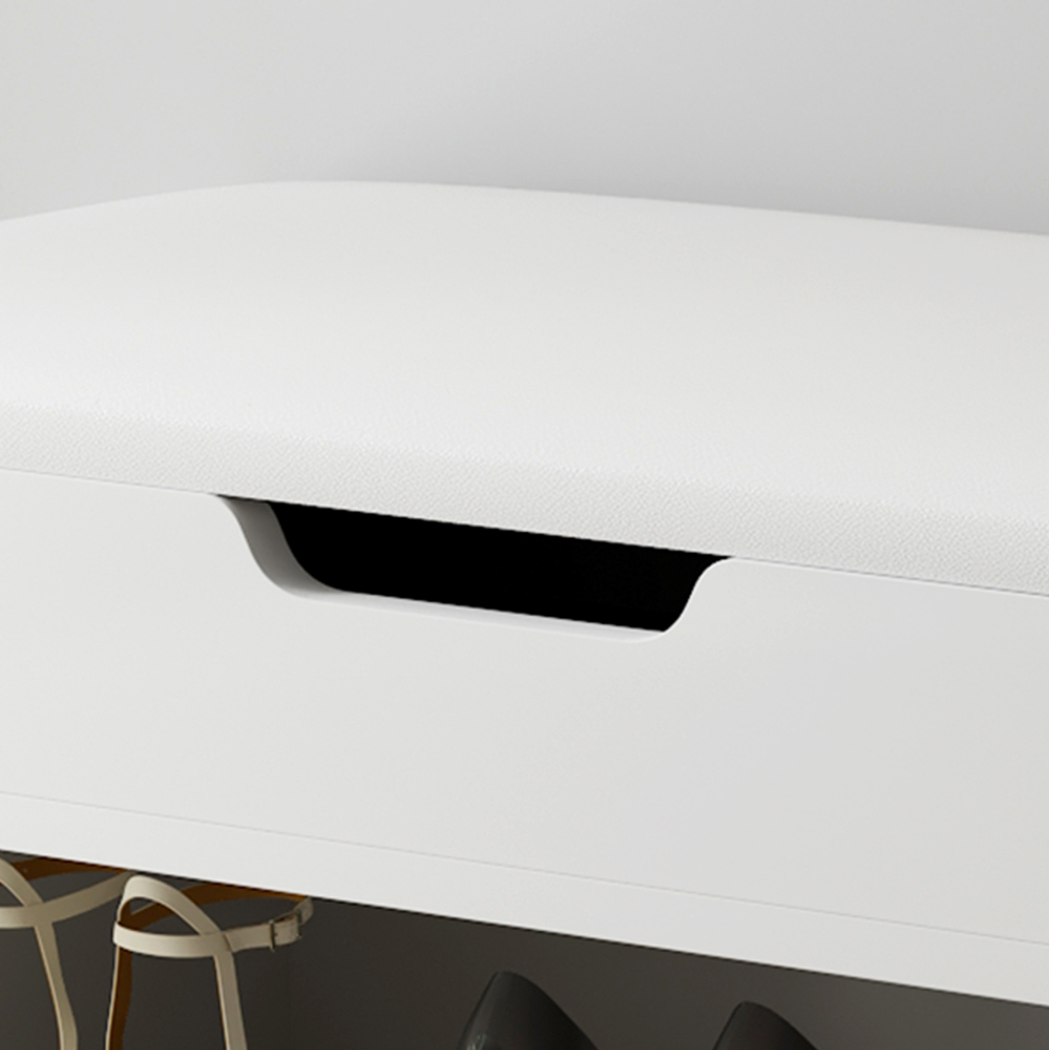 ΠΑΠΟΥΤΣΟΘΗΚΗ ΜΕ ΚΑΘΙΣΜΑ ROMIR HM2477.03 ΜΕΛΑΜΙΝΗ ΣΕ ΛΕΥΚΟ-ΚΑΘΙΣΜΑ ΛΕΥΚΟ 60x30x44Υ 8