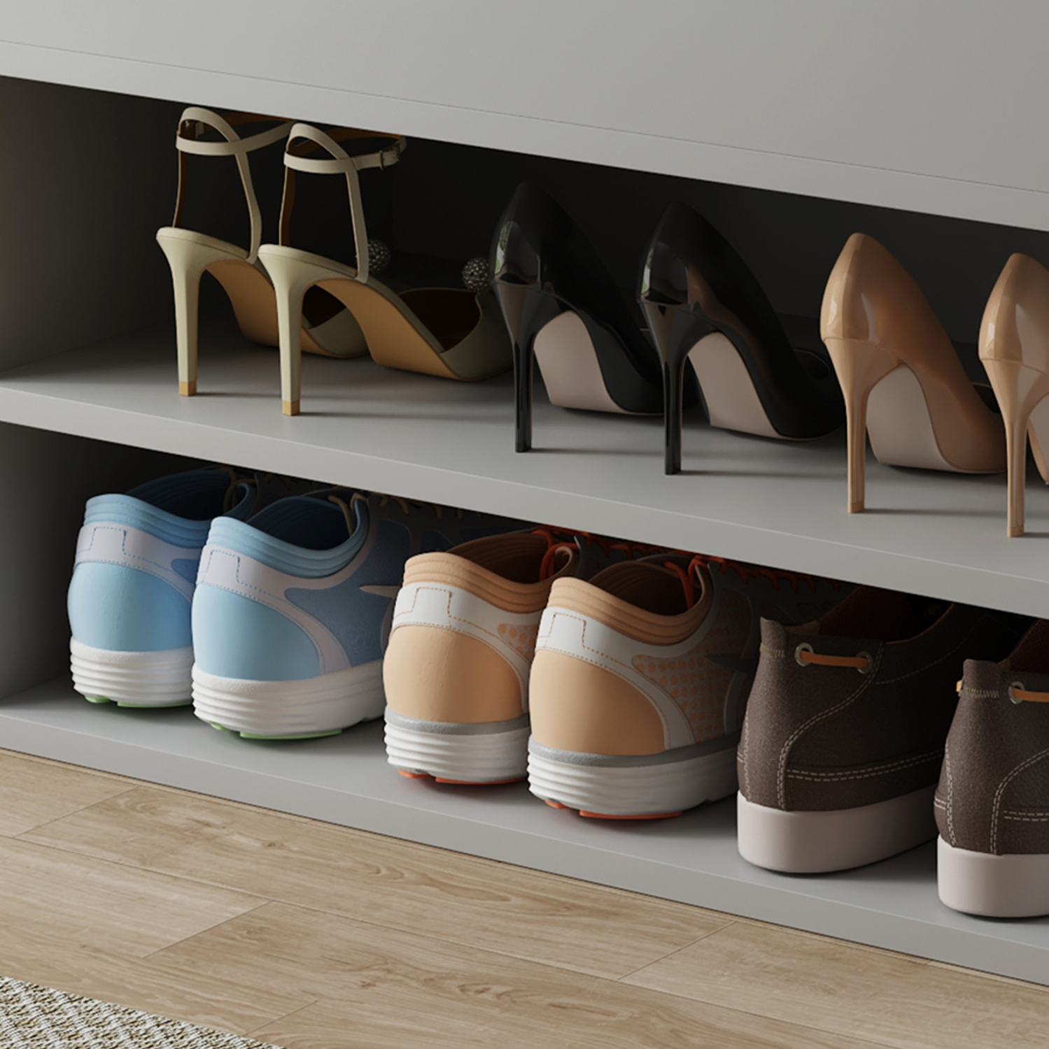 ΠΑΠΟΥΤΣΟΘΗΚΗ ΜΕ ΚΑΘΙΣΜΑ ROMIR HM2477.05 ΜΕΛΑΜΙΝΗ ΓΚΡΙ-ΚΑΘΙΣΜΑ PU ΑΝΘΡΑΚΙ 60x30x44Υ 7