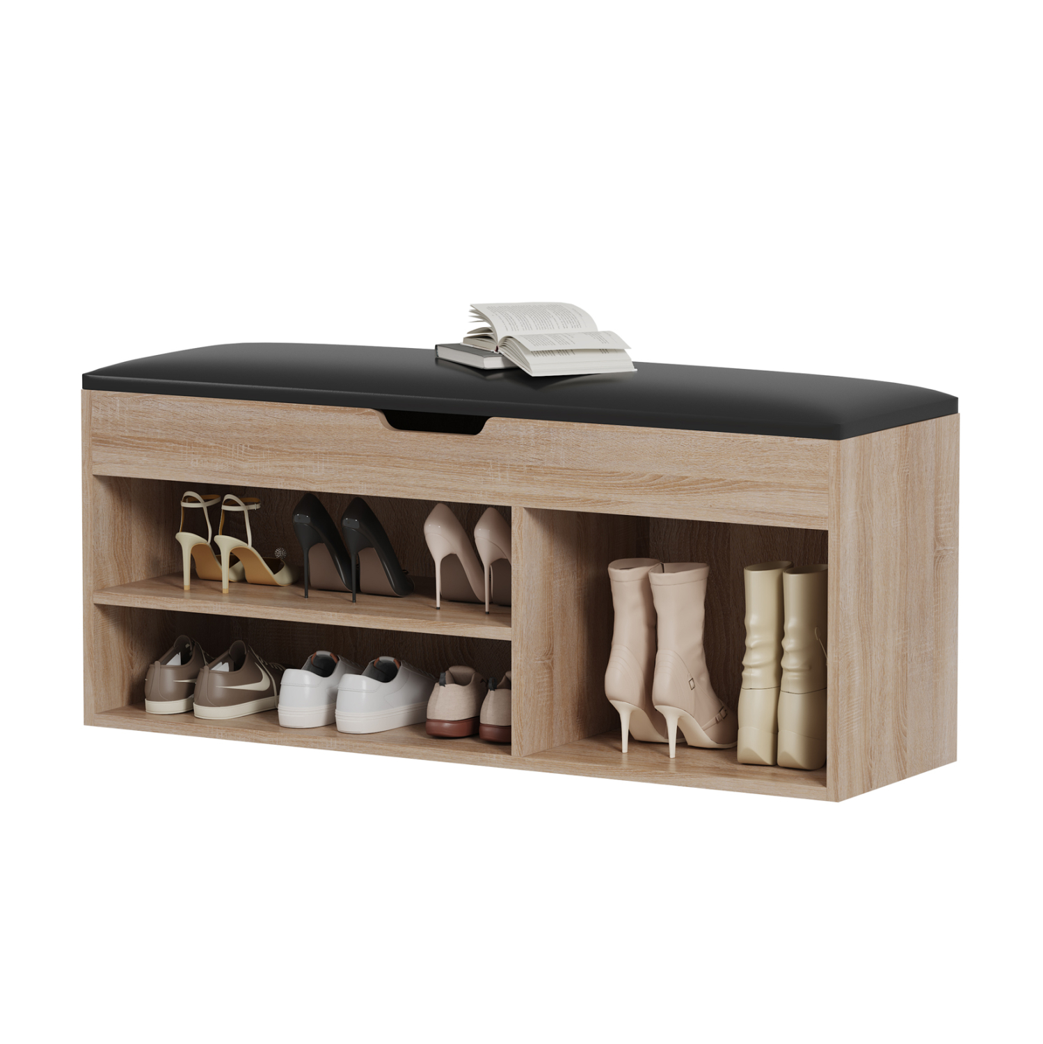 ΠΑΠΟΥΤΣΟΘΗΚΗ ΜΕ ΚΑΘΙΣΜΑ ROMIR HM2478.01 ΜΕΛΑΜΙΝΗ ΣΟΝΑΜΑ-ΚΑΘΙΣΜΑ PU ΚΑΦΕ 100x30x44Υ 1