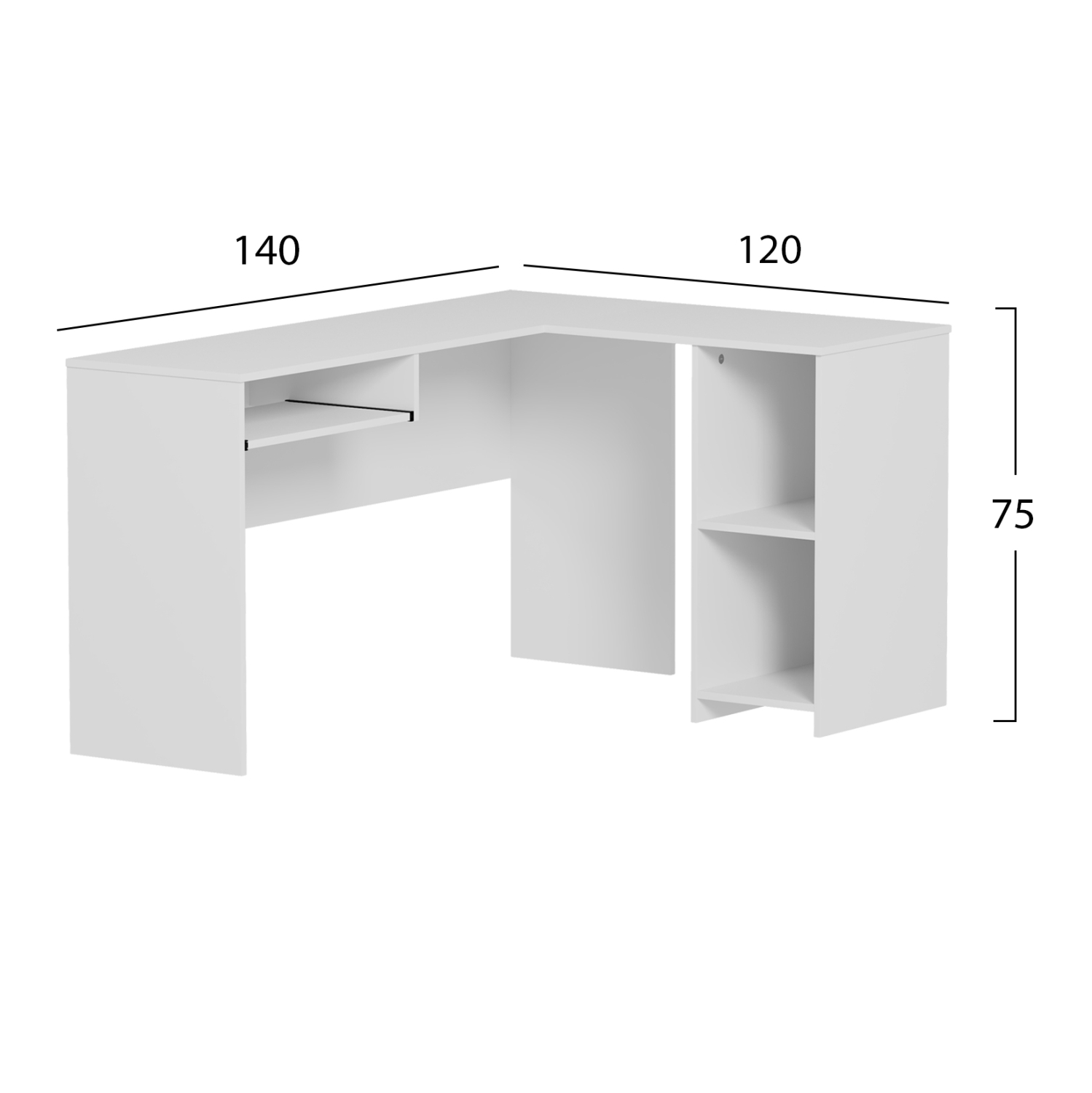 ΓΩΝΙΑΚΟ ΓΡΑΦΕΙΟ SHIG HM2135.03 MDF ΣΕ ΛΕΥΚΟ 140x120x75Υεκ 2