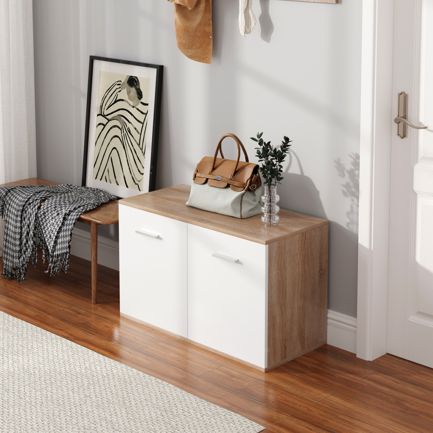 ΠΑΠΟΥΤΣΟΘΗΚΗ DIONNE HM4363 ΜΕΛΑΜΙΝΗ ΣΕ ΣΟΝΑΜΑ-ΛΕΥΚΟ 80x35x46Υεκ. 5