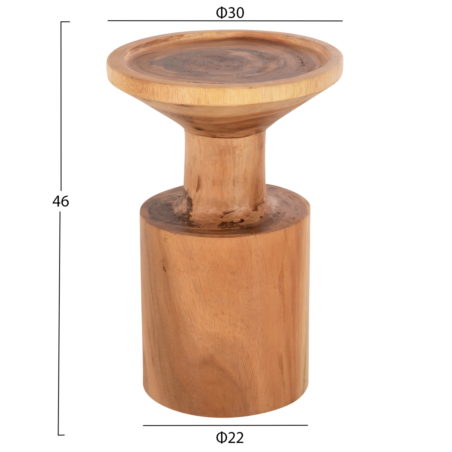 ΤΡΑΠΕΖΙ ΒΟΗΘΗΤΙΚΟ BERMAL HM9889 ΜΑΣΙΦ ΞΥΛΟ SUAR ΣΕ ΦΥΣΙΚΟ Φ30x46Υεκ. 2