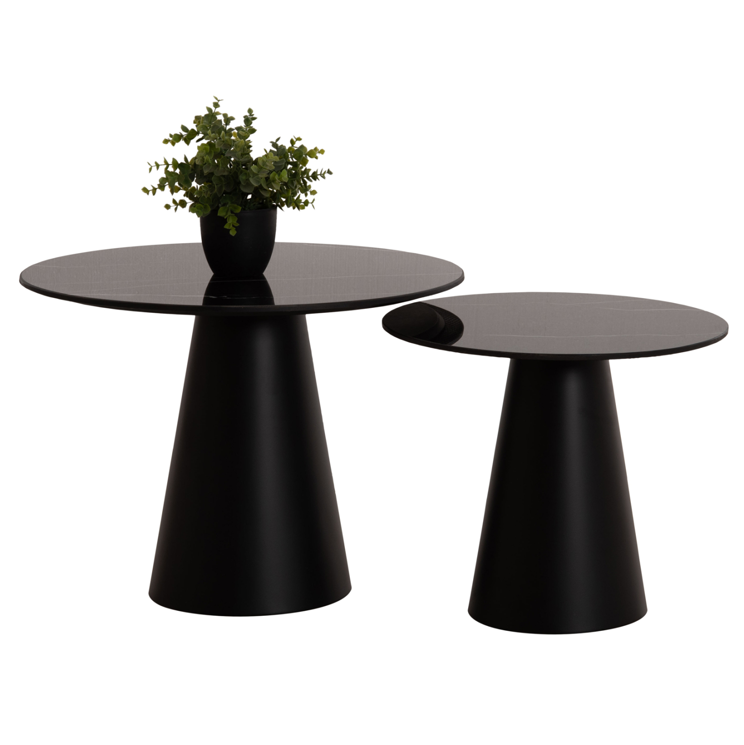 ΤΡΑΠΕΖΙA ΣΑΛΟΝΙΟΥ 2ΤΜΧ DIEN HM9926 ΜΕΤΑΛ.ΒΑΣΕΙΣ &amp; ΚΕΡΑΜΙΚΟ TOP-ΜΑΥΡΟ Φ56.5 &amp; Φ43.5 εκ. 1