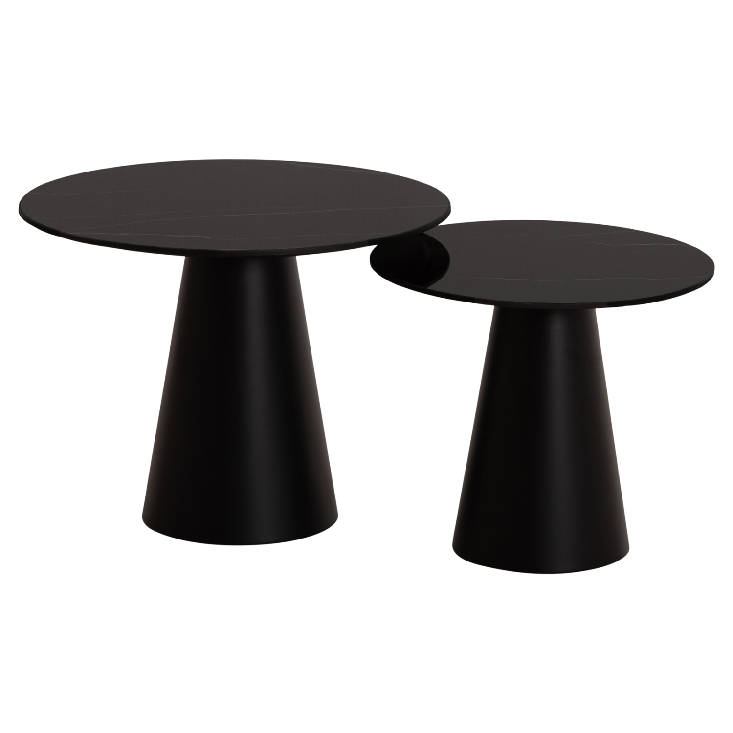 ΤΡΑΠΕΖΙA ΣΑΛΟΝΙΟΥ 2ΤΜΧ DIEN HM9926 ΜΕΤΑΛ.ΒΑΣΕΙΣ &amp; ΚΕΡΑΜΙΚΟ TOP-ΜΑΥΡΟ Φ56.5 &amp; Φ43.5 εκ. 3