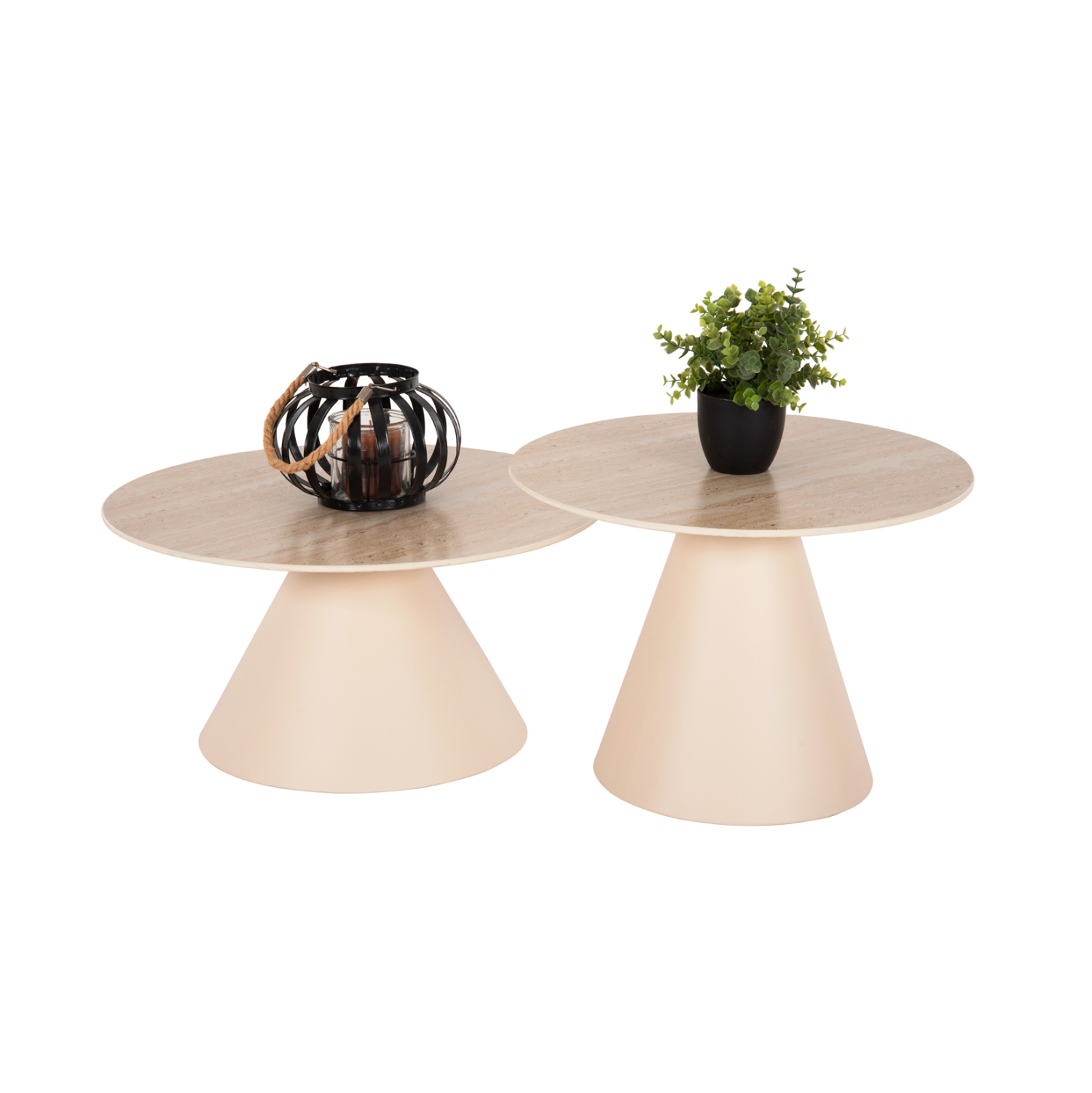 ΒΟΗΘΗΤΙΚΑ ΤΡΑΠΕΖΑΚΙΑ 2ΤΜΧ NANZA HM9927 ΜΕΤΑΛΛΟ ΚΡΕΜ-ΜΠΕΖ ΚΕΡΑΜΙΚΟ TOP Φ50&amp;Φ60 εκ. 1