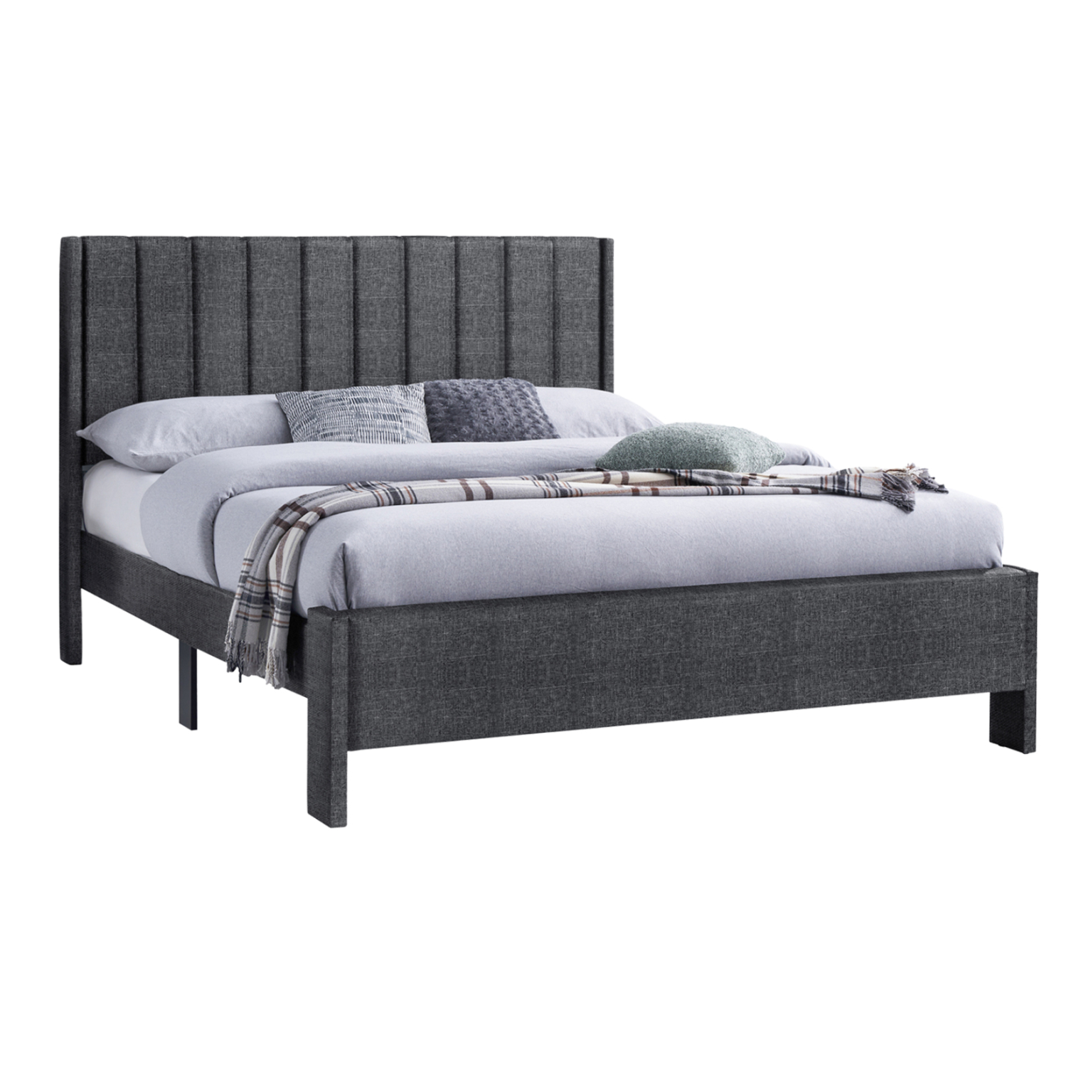 ΚΡΕΒΑΤΙ ΔΙΠΛΟ KREDEN HM686.01 ΓΚΡΙ ΥΦΑΣΜΑ ΓΙΑ ΣΤΡΩΜΑ 160Χ200εκ. 1