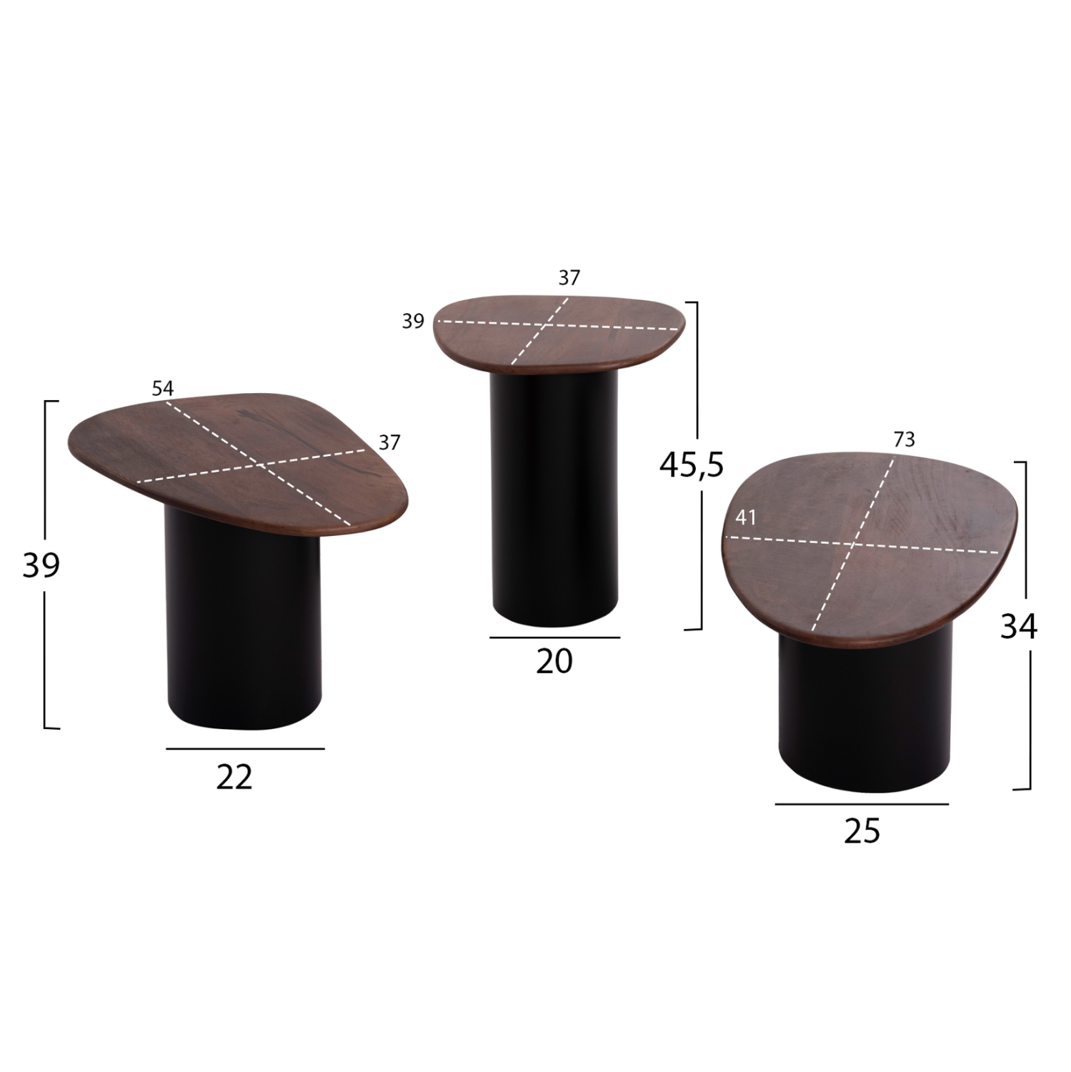 ΤΡΑΠΕΖΙA ΣΑΛΟΝΙΟΥ 3ΤΜΧ PEBBLES HM18004 MANGO TOP-ΜΕΤΑΛΛΙΚΕΣ ΜΑΥΡΕΣ ΒΑΣΕΙΣ 2