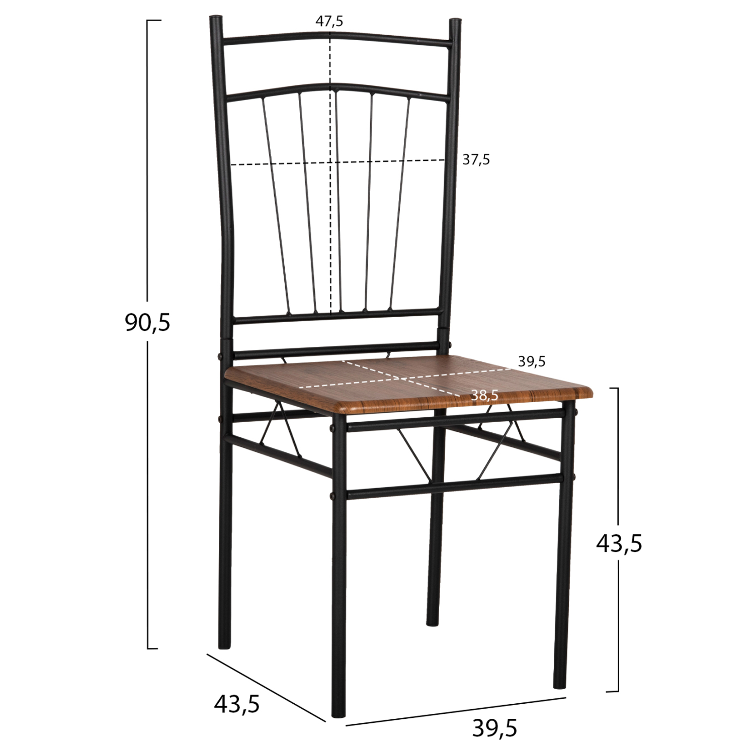 ΣΕΤ ΤΡΑΠΕΖΑΡΙΑΣ 5ΤΜΧ PEARY HM9416.11 ΜΕΤΑΛΛΟ ΜΑΥΡΟ-MDF ΚΑΡΥΔΙ 110x60x74Yεκ. 2