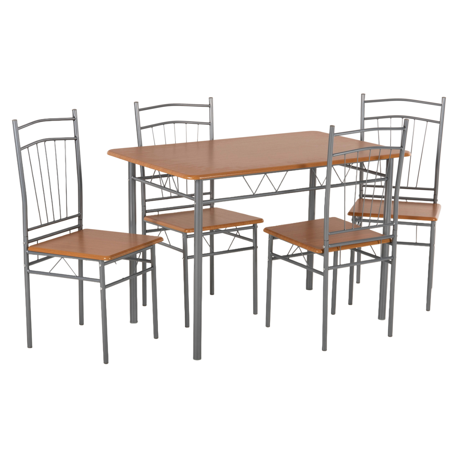 ΣΕΤ ΤΡΑΠΕΖΑΡΙΑΣ 5ΤΜΧ PEARY HM9416.12 ΜΕΤΑΛΛΟ ΑΣΗΜΙ-MDF ΣΟΝΑΜΑ 110x60x74Yεκ. 1