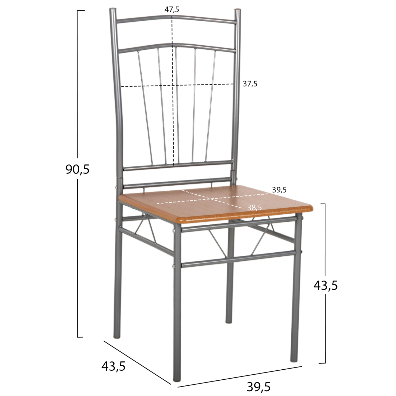 ΣΕΤ ΤΡΑΠΕΖΑΡΙΑΣ 5ΤΜΧ PEARY HM9416.12 ΜΕΤΑΛΛΟ ΑΣΗΜΙ-MDF ΣΟΝΑΜΑ 110x60x74Yεκ. 2