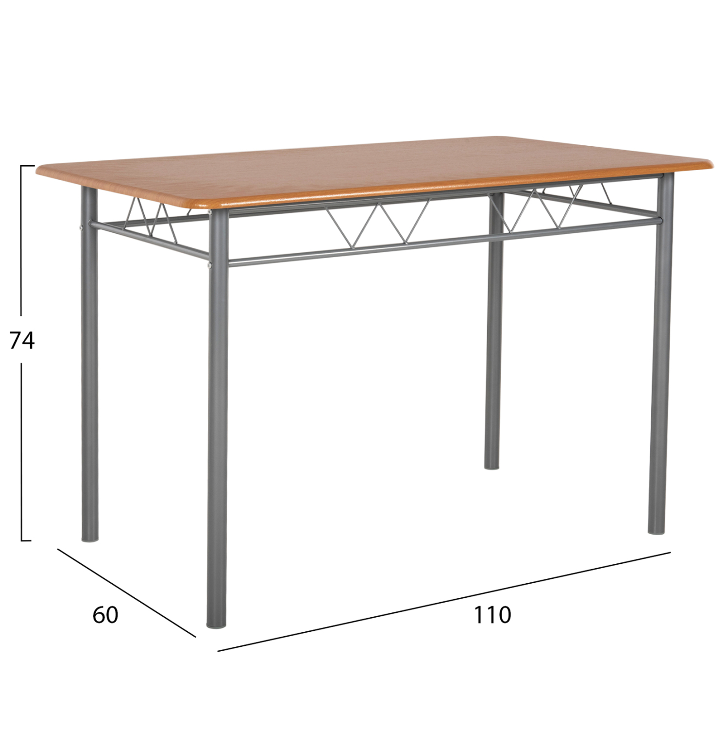 ΣΕΤ ΤΡΑΠΕΖΑΡΙΑΣ 5ΤΜΧ PEARY HM9416.12 ΜΕΤΑΛΛΟ ΑΣΗΜΙ-MDF ΣΟΝΑΜΑ 110x60x74Yεκ. 3