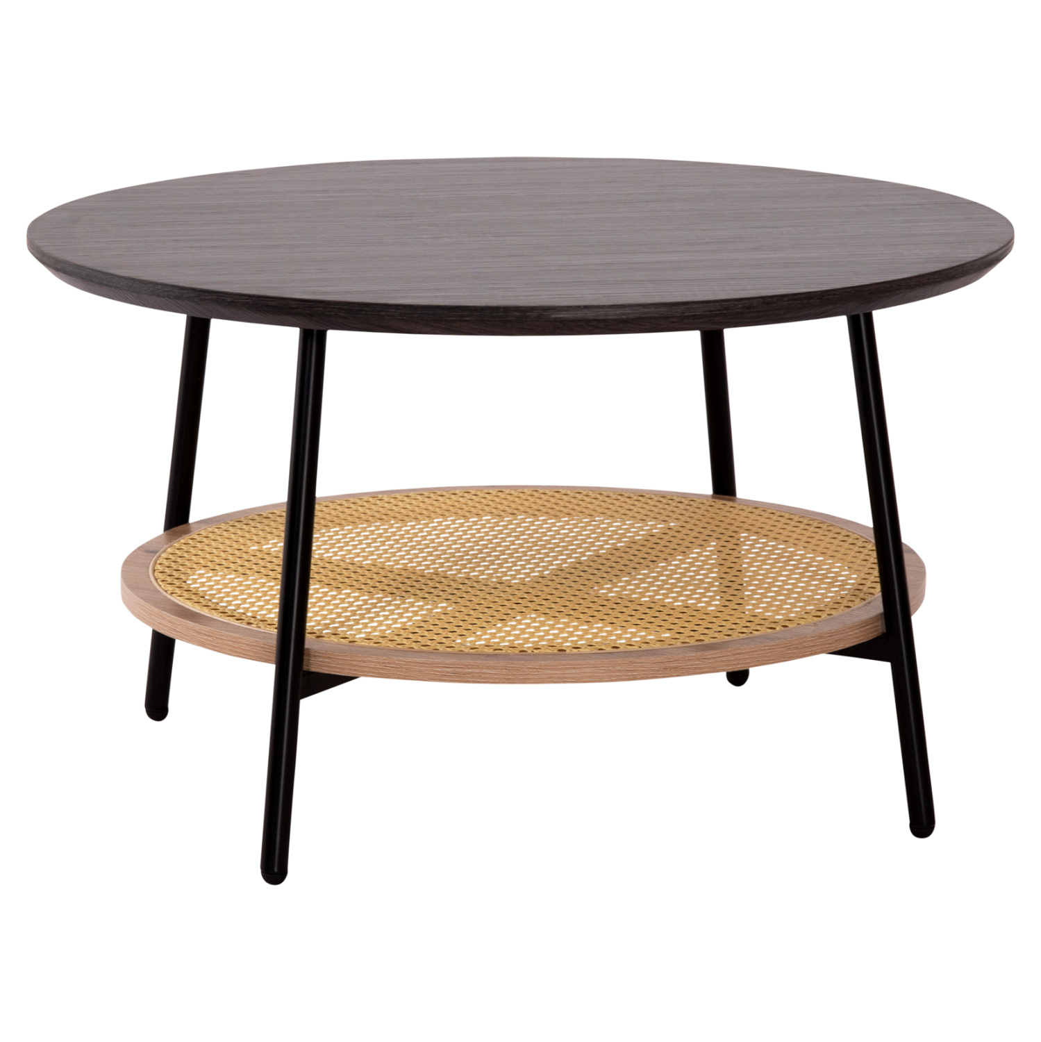 ΤΡΑΠΕΖΙ ΣΑΛΟΝΙΟΥ SEWELL HM18033 MDF ΣΕ ZEBRANO-ΜΕΤΑΛΛΙΚΑ ΠΟΔΙΑ-WICKER Φ80x46,5Υεκ. 1