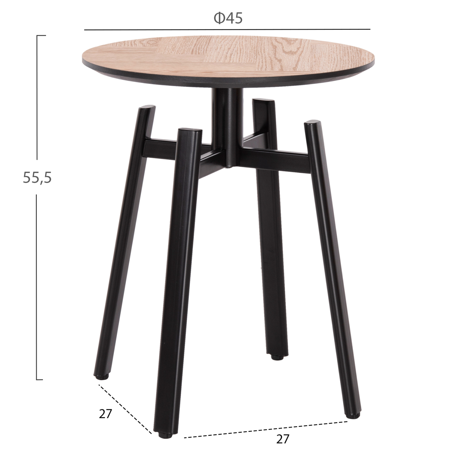 ΒΟΗΘΗΤΙΚΟ ΤΡΑΠΕΖΑΚΙ NORTON HM18036.03 ΜΕΤΑΛΛΙΚΑ ΠΟΔΙΑ ΜΑΥΡΑ-MDF TOP SONAMA Φ45x55,5Υεκ 2