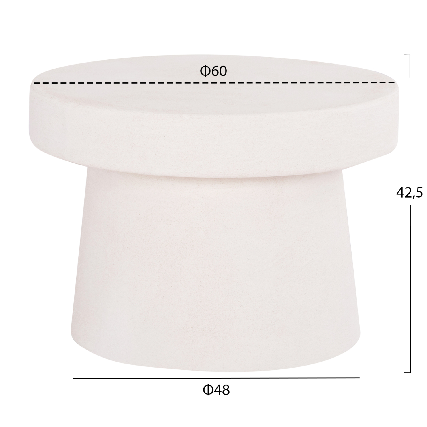 ΤΡΑΠΕΖΙ ΣΑΛΟΝΙΟΥ ΣΤΡΟΓΓΥΛΟ ΣΕΙΡΑ SANTORINI HM18051 MDF ΣΕ ΥΠΟΛΕΥΚΟ ΧΡΩΜΑ Φ60x42,5Υεκ. 2