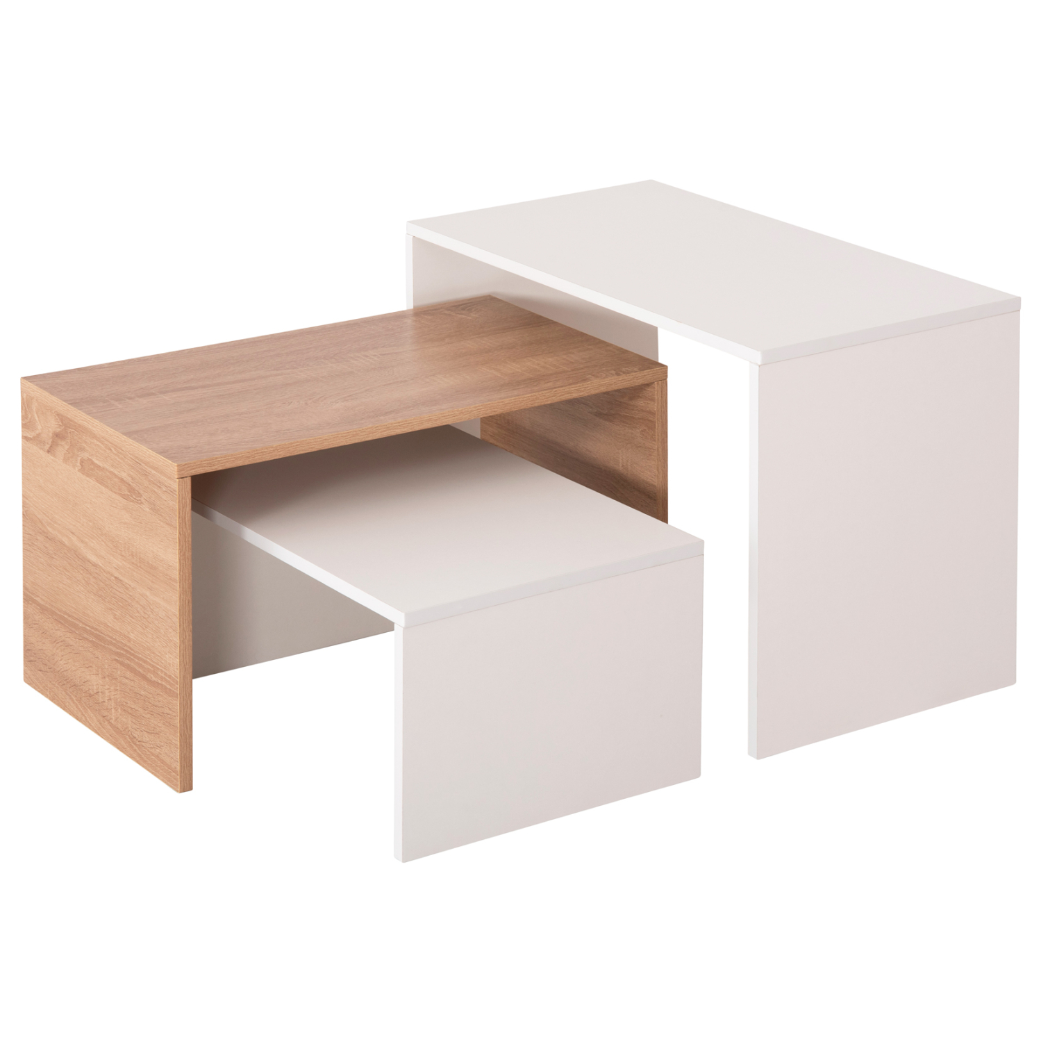 ΤΡΑΠΕΖΙ ΣΑΛΟΝΙΟΥ ΣΕΤ 3ΤΜΧ BENTIL HM9444.11 ΜΕΛΑΜΙΝΗ SONAMA-ΛΕΥΚΟ 65x35x45Υεκ 3