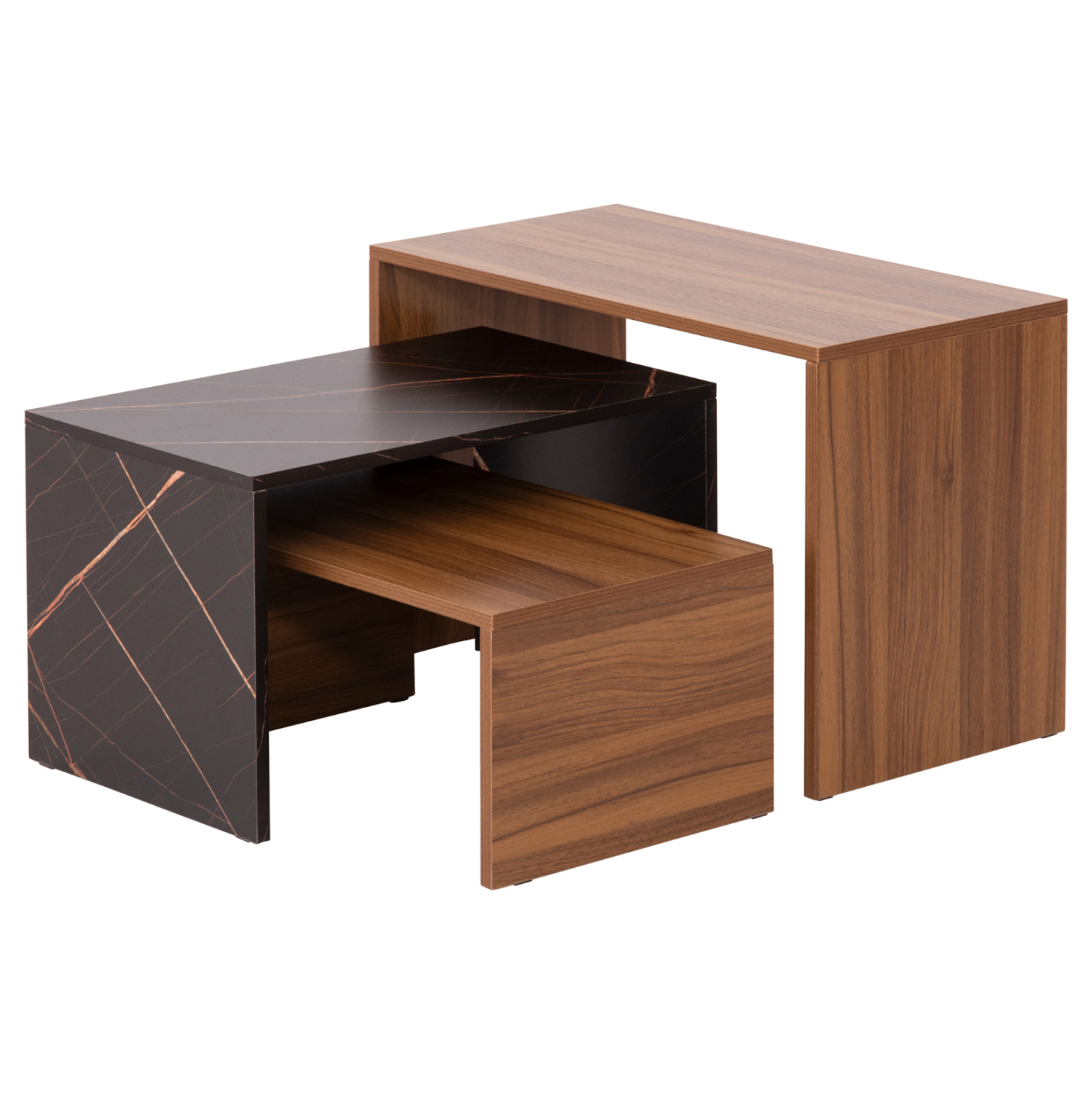 ΤΡΑΠΕΖΙ ΣΑΛΟΝΙΟΥ ΣΕΤ 3ΤΜΧ BENTIL HM9444.12 ΜΕΛΑΜΙΝΗ ΚΑΡΥΔΙ-ΜΑΥΡΟ ΜΑΡΜΑΡΟ 65x35x45Υεκ 4