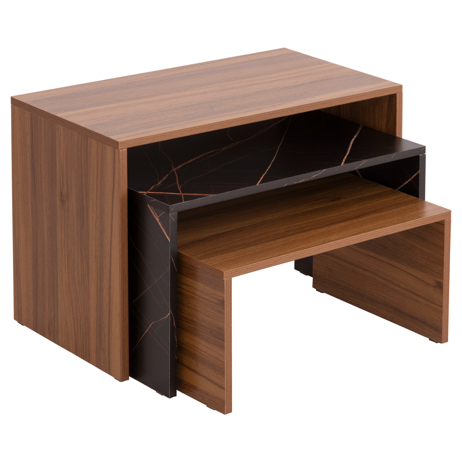 ΤΡΑΠΕΖΙ ΣΑΛΟΝΙΟΥ ΣΕΤ 3ΤΜΧ BENTIL HM9444.12 ΜΕΛΑΜΙΝΗ ΚΑΡΥΔΙ-ΜΑΥΡΟ ΜΑΡΜΑΡΟ 65x35x45Υεκ 5