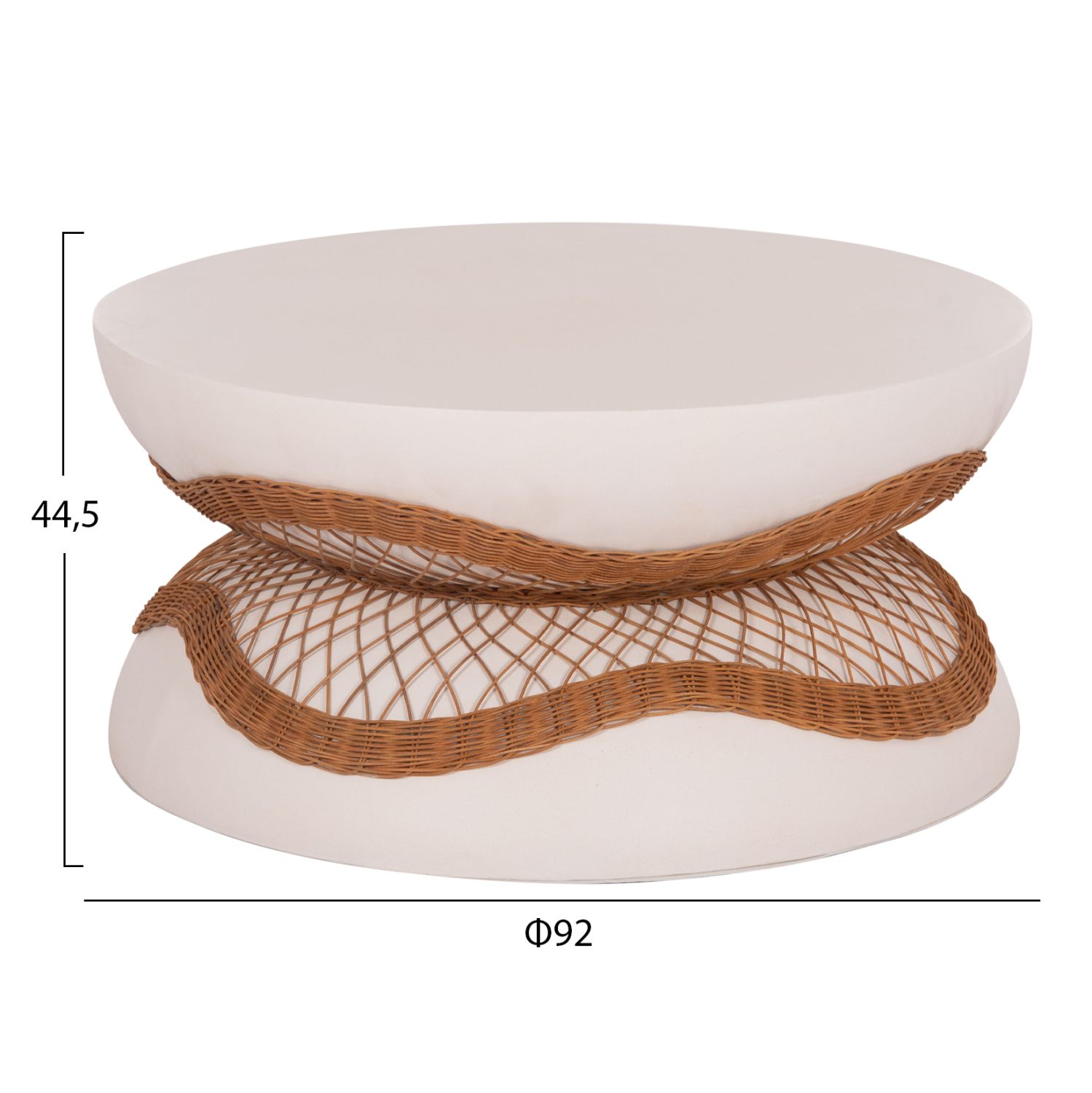 ΤΡΑΠΕΖΙ ΣΑΛΟΝΙΟΥ ANNA HM18157.02 FIBER CEMENT ΛΕΥΚΟ-ΦΥΣΙΚΟ RATTAN--Φ92x44.5Υεκ 2