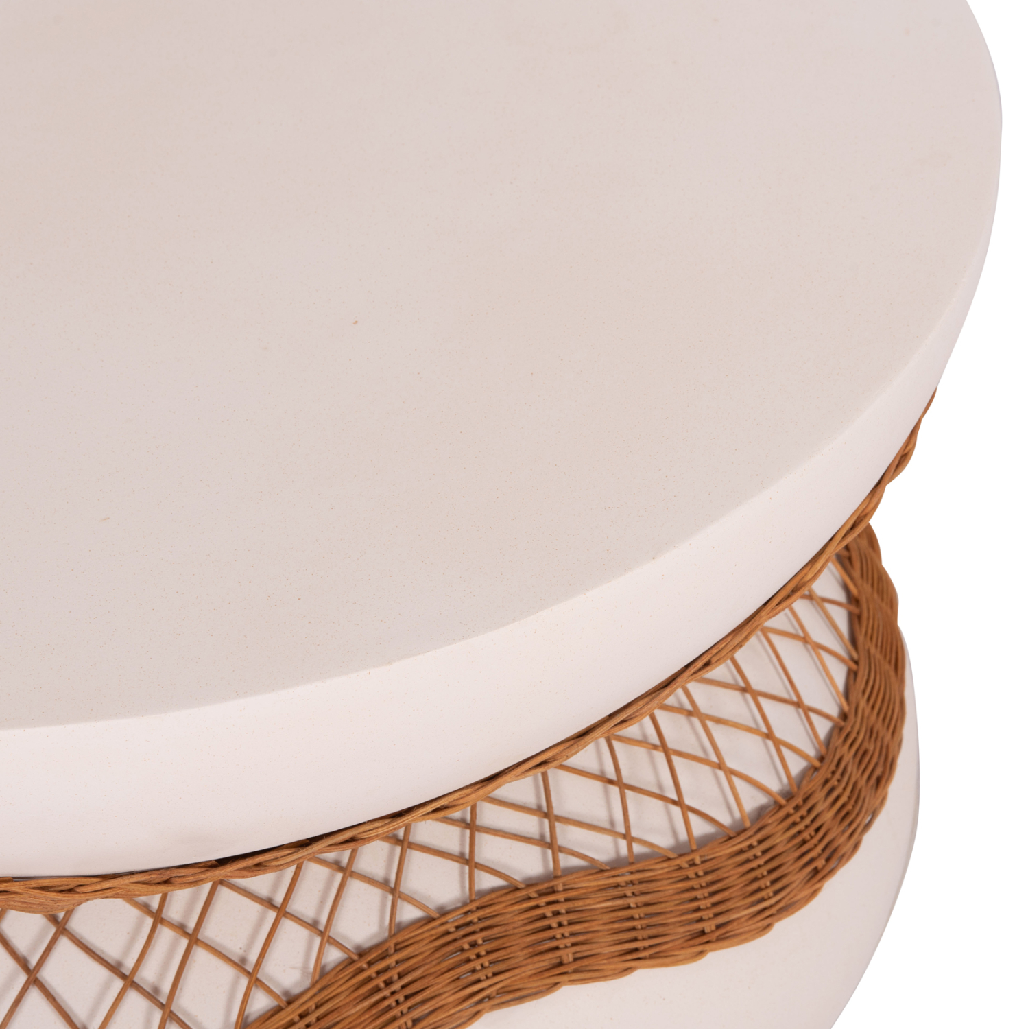 ΤΡΑΠΕΖΙ ΣΑΛΟΝΙΟΥ ANNA HM18157.02 FIBER CEMENT ΛΕΥΚΟ-ΦΥΣΙΚΟ RATTAN--Φ92x44.5Υεκ 6