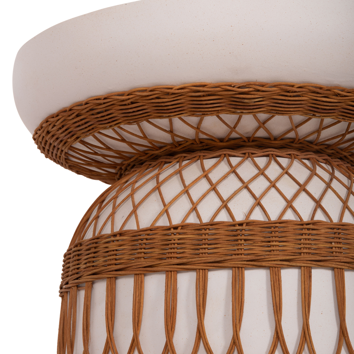 ΒΟΗΘΗΤΙΚΟ ΤΡΑΠΕΖΙ PRILEP HM18159.02 FIBER CEMENT ΛΕΥΚΟ &amp; RATTAN--Φ60x76,5Υεκ 10