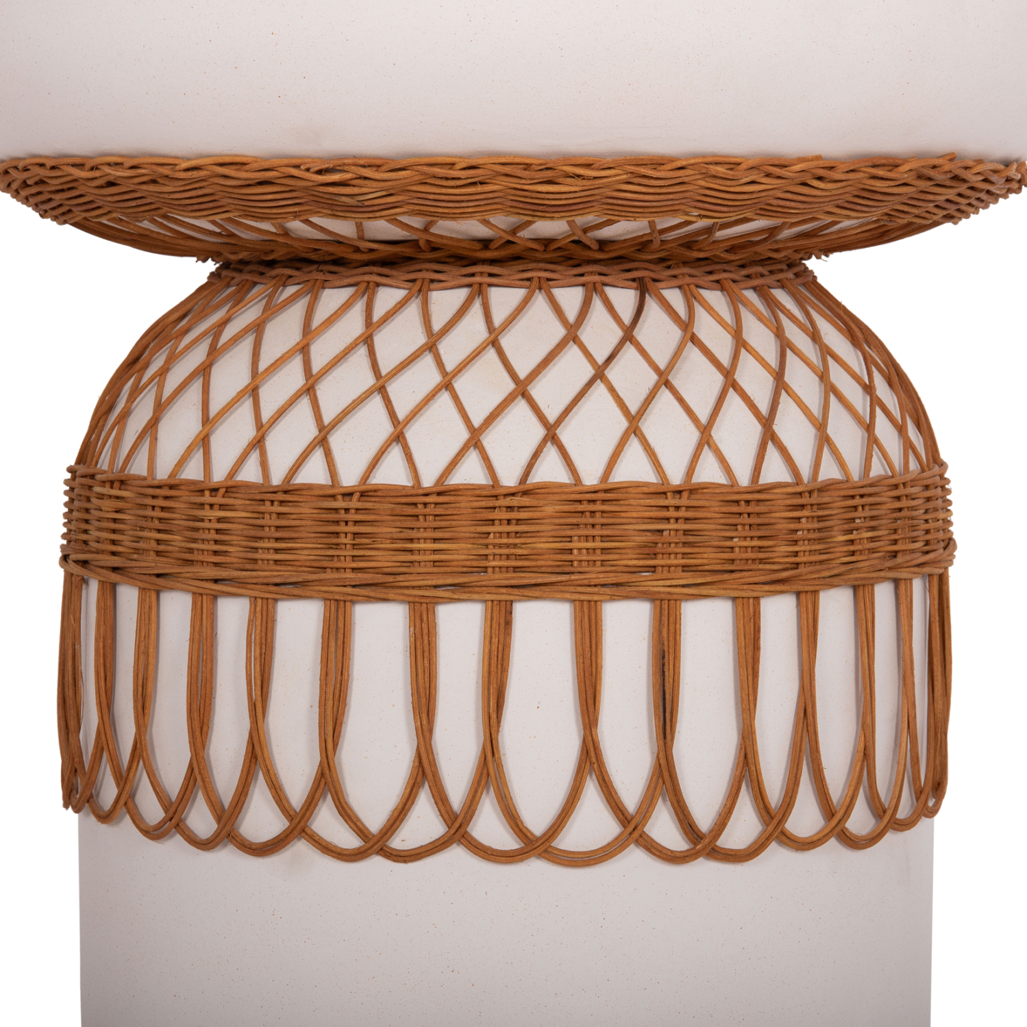 ΒΟΗΘΗΤΙΚΟ ΤΡΑΠΕΖΙ PRILEP HM18159.02 FIBER CEMENT ΛΕΥΚΟ &amp; RATTAN--Φ60x76,5Υεκ 5