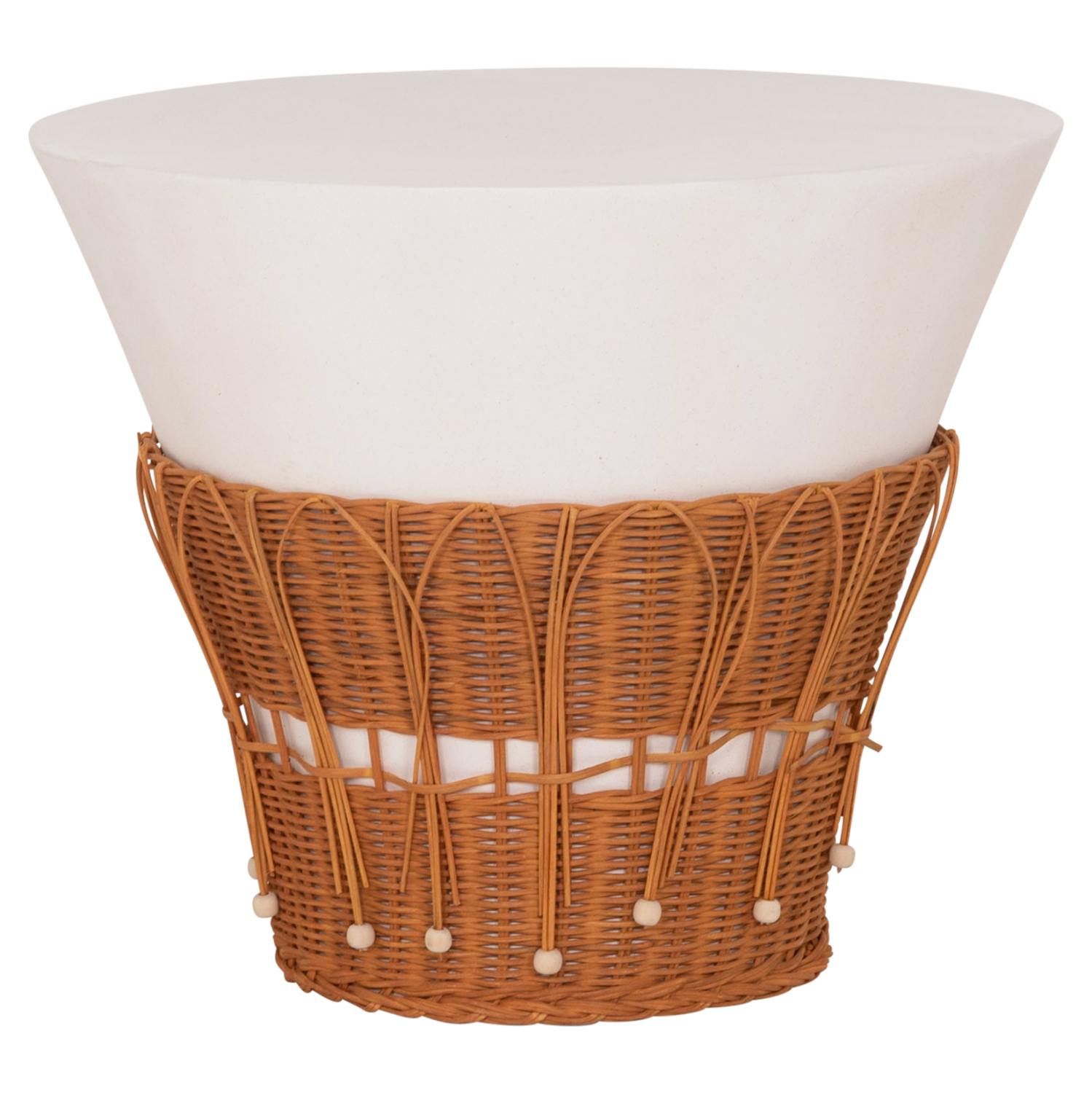 ΤΡΑΠΕΖΙ ΣΑΛΟΝΙΟΥ PERRAL HM18164.02L FIBER CEMENT ΛΕΥΚΟ-ΦΥΣΙΚΟ RATTAN--Φ55x45Υεκ 1