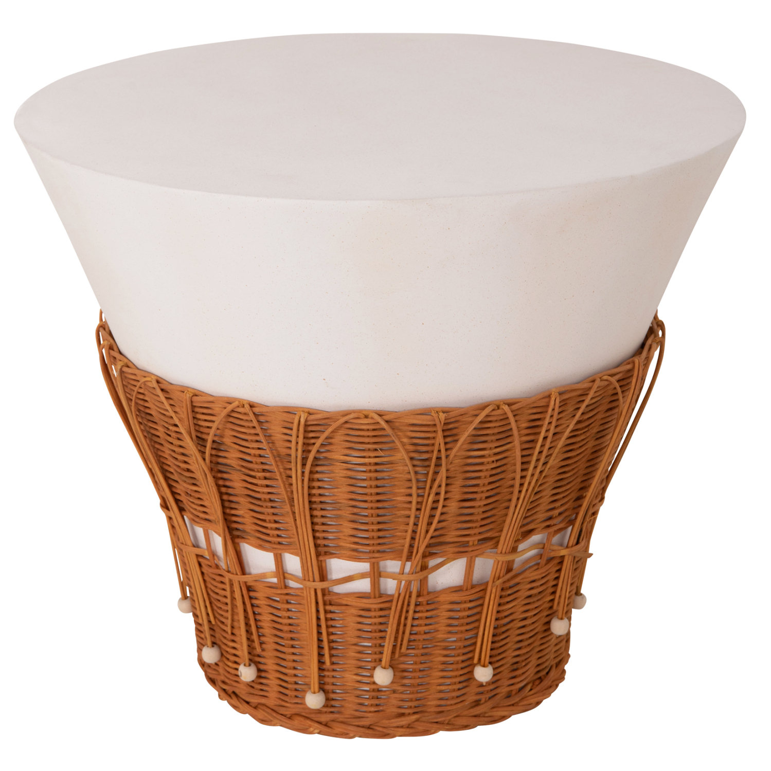 ΤΡΑΠΕΖΙ ΣΑΛΟΝΙΟΥ PERRAL HM18164.02L FIBER CEMENT ΛΕΥΚΟ-ΦΥΣΙΚΟ RATTAN--Φ55x45Υεκ 10