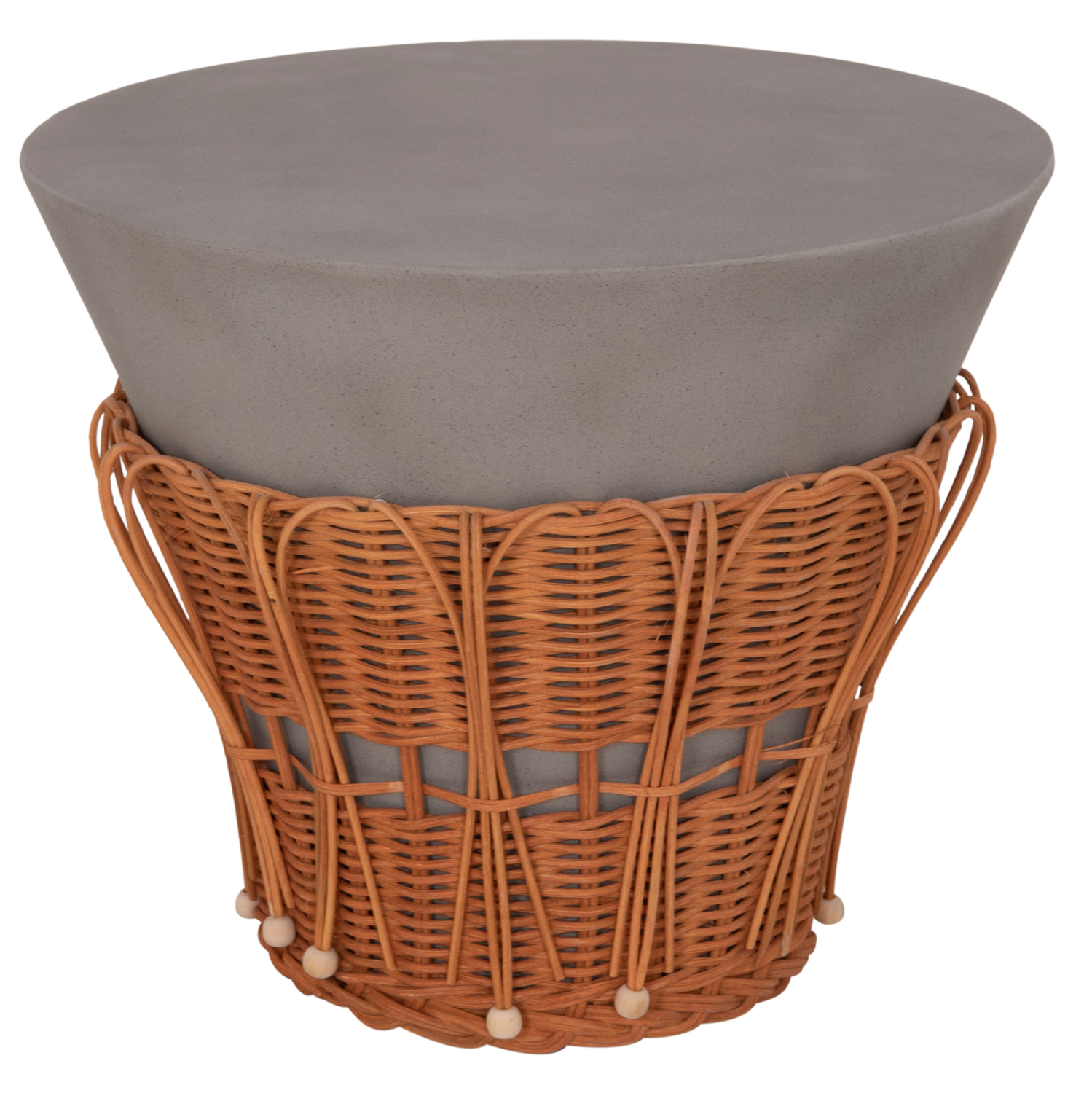 ΤΡΑΠΕΖΙ ΒΟΗΘΗΤΙΚΟ PERRAL HM18164.03S FIBER CEMENT ΓΚΡΙ-ΦΥΣΙΚΟ RATTAN--Φ42x36Υεκ 6