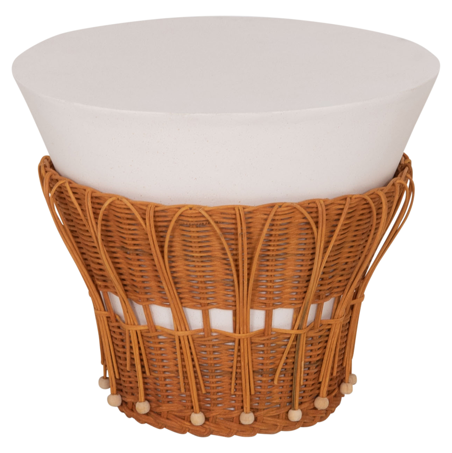 ΤΡΑΠΕΖΙ ΒΟΗΘΗΤΙΚΟ PERRAL HM18164.02S FIBER CEMENT ΛΕΥΚΟ-ΦΥΣΙΚΟ RATTAN--Φ42x36Υεκ 6