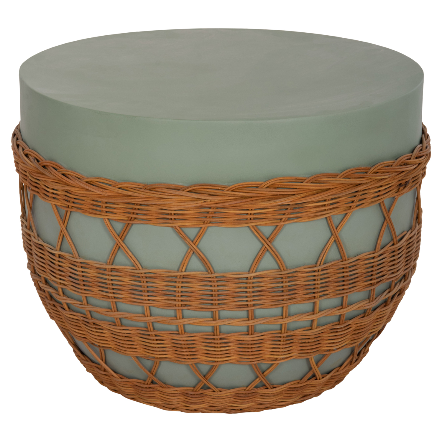ΤΡΑΠΕΖΙ ΣΑΛΟΝΙΟΥ VILHENA HM18165 FIBER CEMENT ΠΡΑΣΙΝΟ-RATTAN ΦΥΣΙΚΟ Φ56x47Υεκ. 1