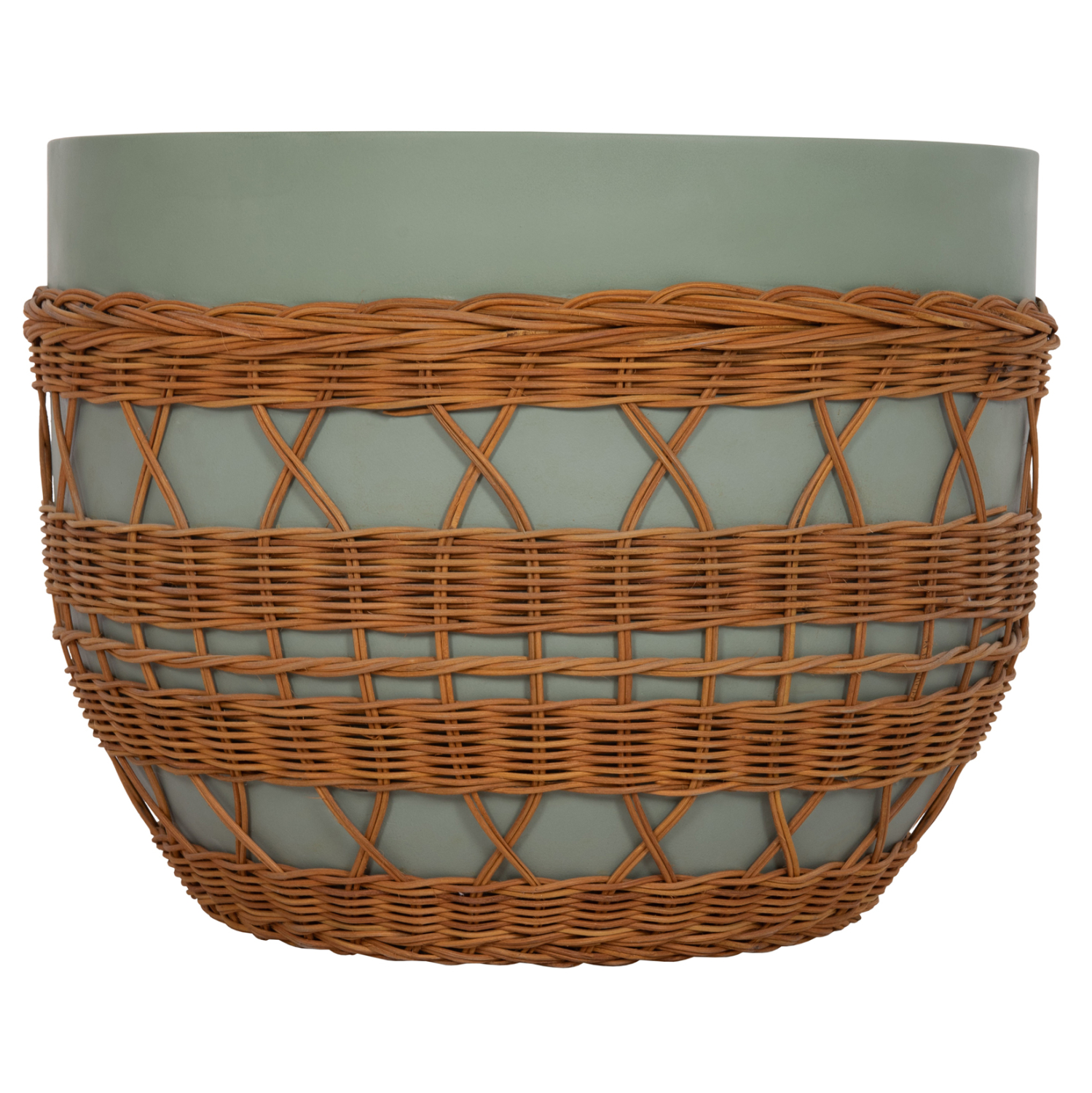 ΤΡΑΠΕΖΙ ΣΑΛΟΝΙΟΥ VILHENA HM18165 FIBER CEMENT ΠΡΑΣΙΝΟ-RATTAN ΦΥΣΙΚΟ Φ56x47Υεκ. 3