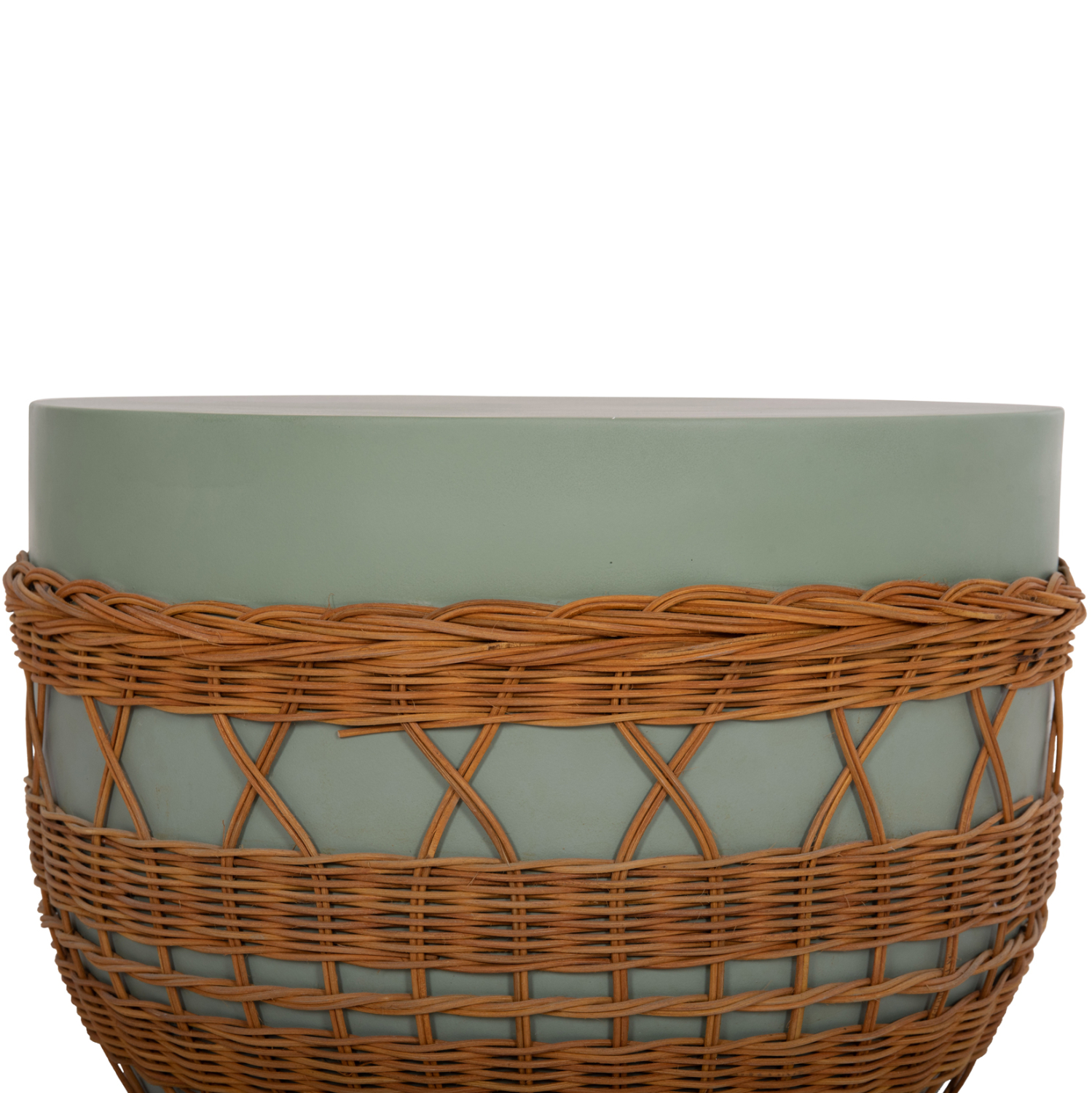 ΤΡΑΠΕΖΙ ΣΑΛΟΝΙΟΥ VILHENA HM18165 FIBER CEMENT ΠΡΑΣΙΝΟ-RATTAN ΦΥΣΙΚΟ Φ56x47Υεκ. 4