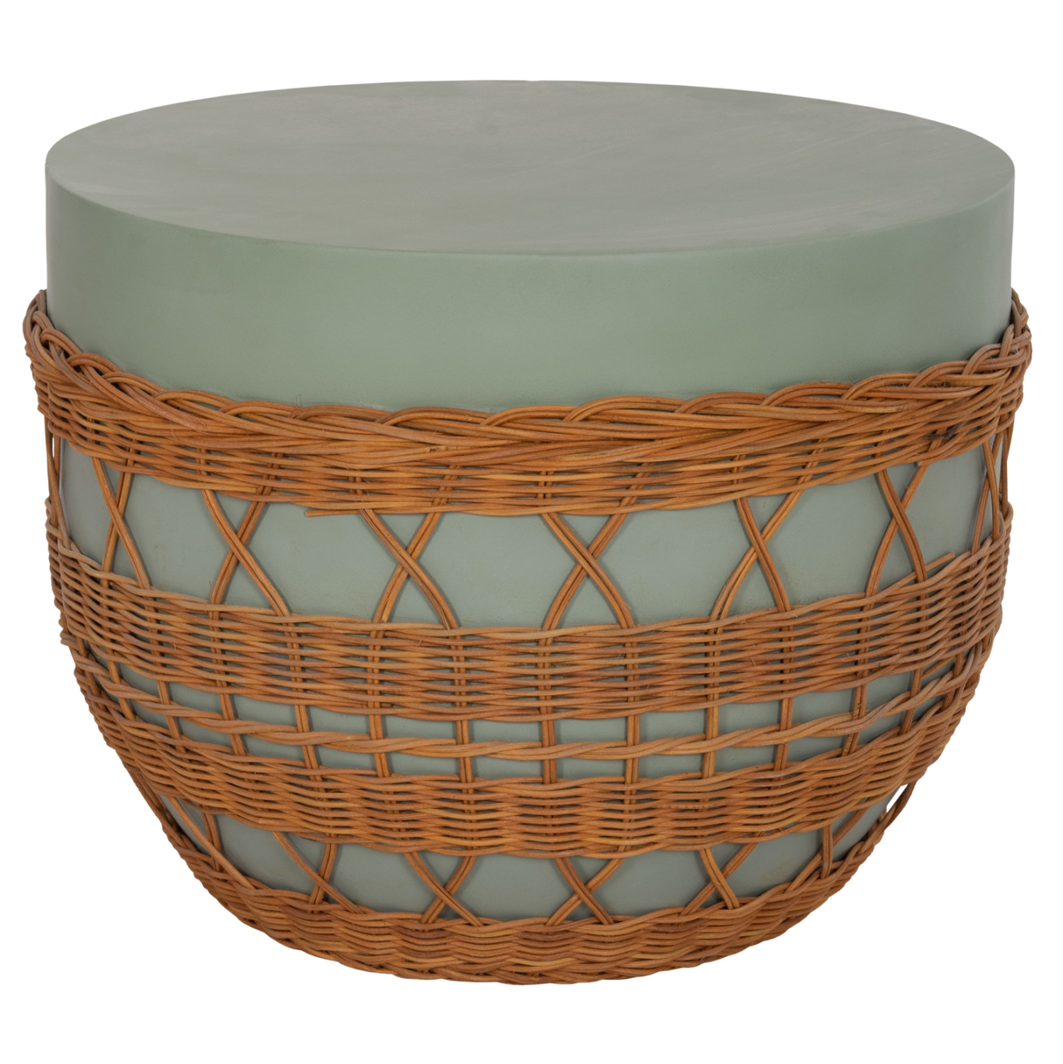 ΤΡΑΠΕΖΙ ΣΑΛΟΝΙΟΥ VILHENA HM18165 FIBER CEMENT ΠΡΑΣΙΝΟ-RATTAN ΦΥΣΙΚΟ Φ56x47Υεκ. 7