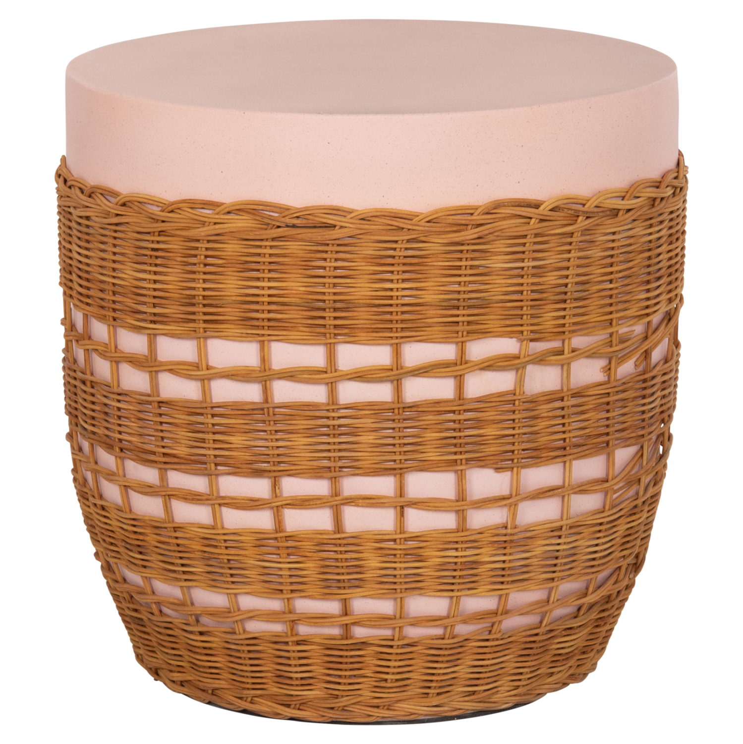 ΒΟΗΘΗΤΙΚΟ ΤΡΑΠΕΖΙ VILHENA HM18166 FIBER CEMENT ΡΟΖ-RATTAN ΦΥΣΙΚΟ Φ44.5x45Υεκ. 1