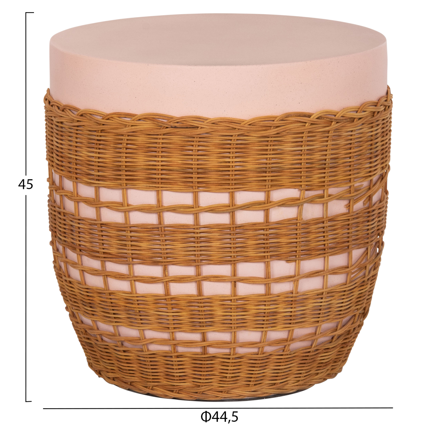 ΒΟΗΘΗΤΙΚΟ ΤΡΑΠΕΖΙ VILHENA HM18166 FIBER CEMENT ΡΟΖ-RATTAN ΦΥΣΙΚΟ Φ44.5x45Υεκ. 2