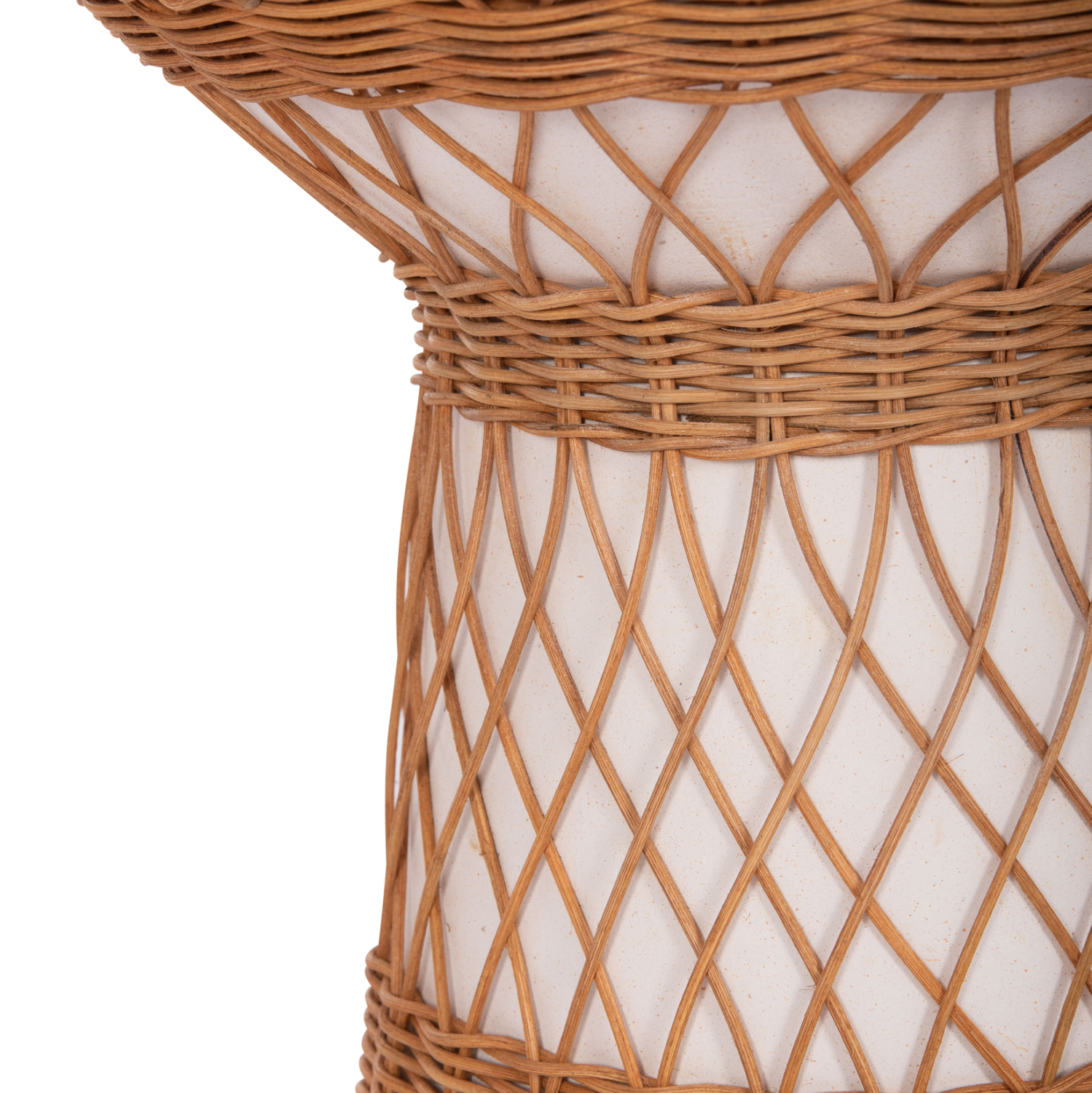 ΒΟΗΘΗΤΙΚΟ ΤΡΑΠΕΖΙ ΣΤΡΟΓΓΥΛΟ DELIA HM18167.02 FIBER CEMENT ΛΕΥΚΟ &amp; RATTAN Φ40x45Υεκ 6
