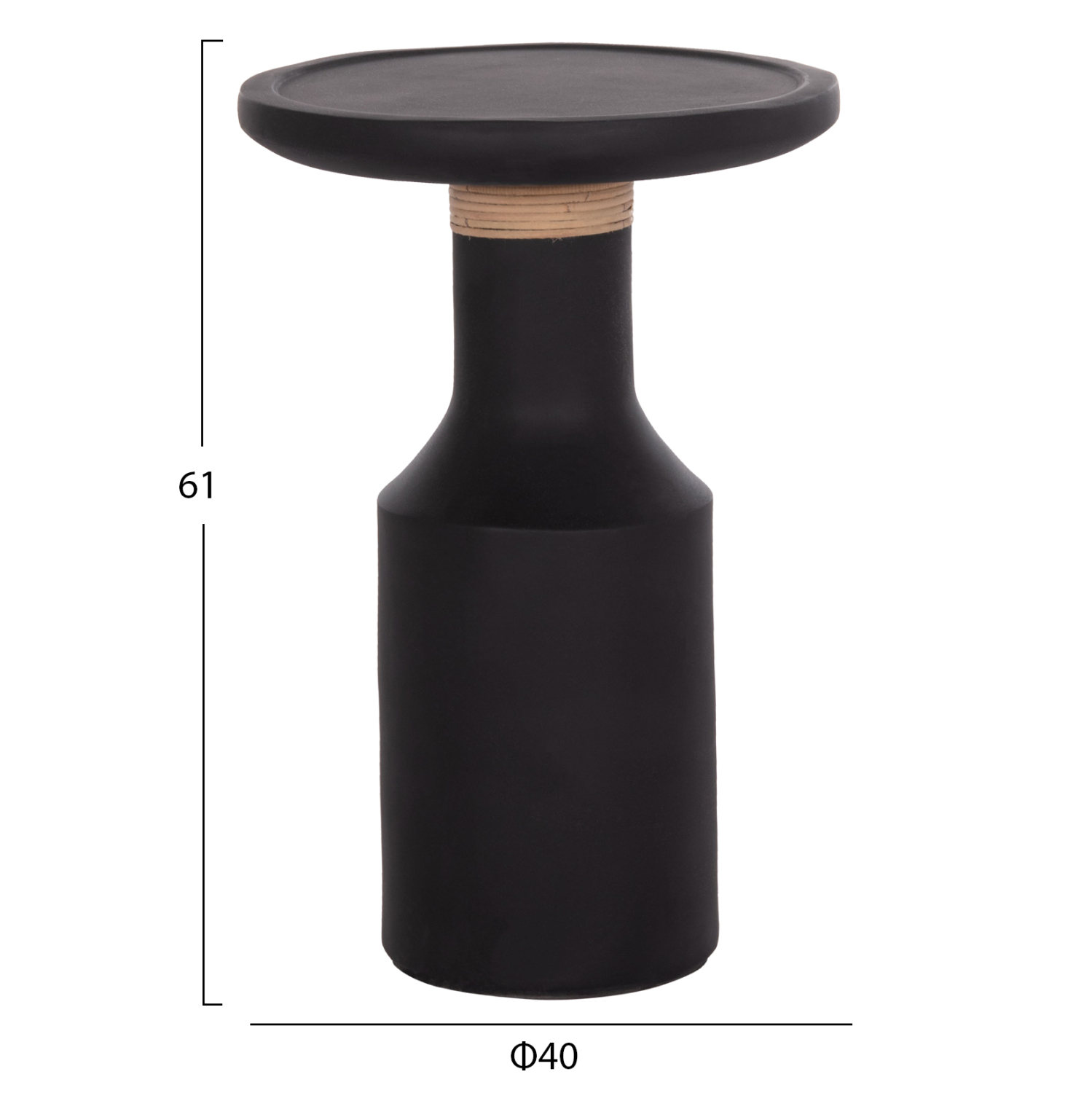 ΒΟΗΘΗΤΙΚΟ ΤΡΑΠΕΖΙ TRED(T) HM18169.01 FIBER CEMENT ΜΑΥΡΟ-ΦΥΣΙΚΟ RATTAN--Φ40x61Υεκ. 2